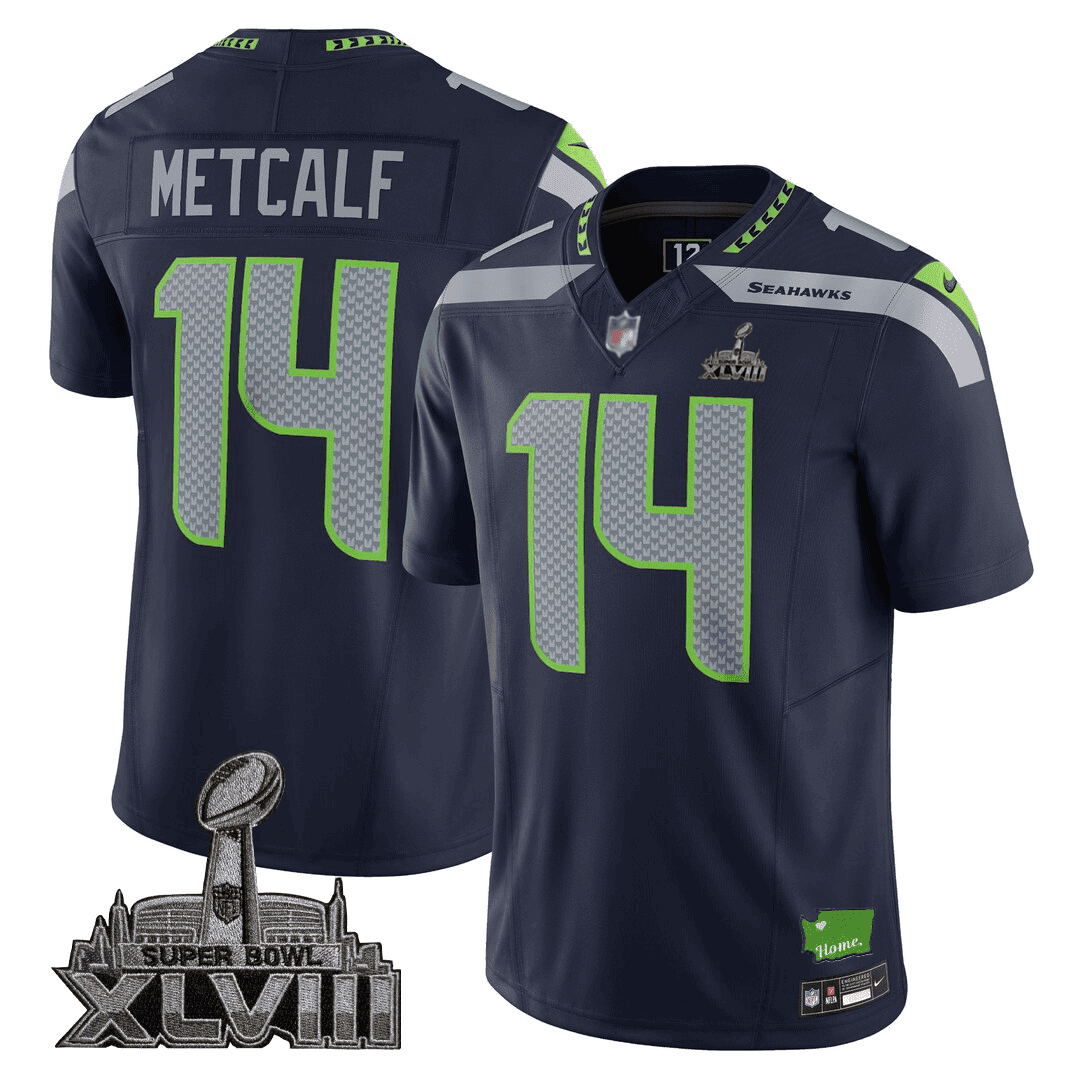 Men's Seattle Seahawks Limited Jersey - SB XLVIII + Washington Home Patch