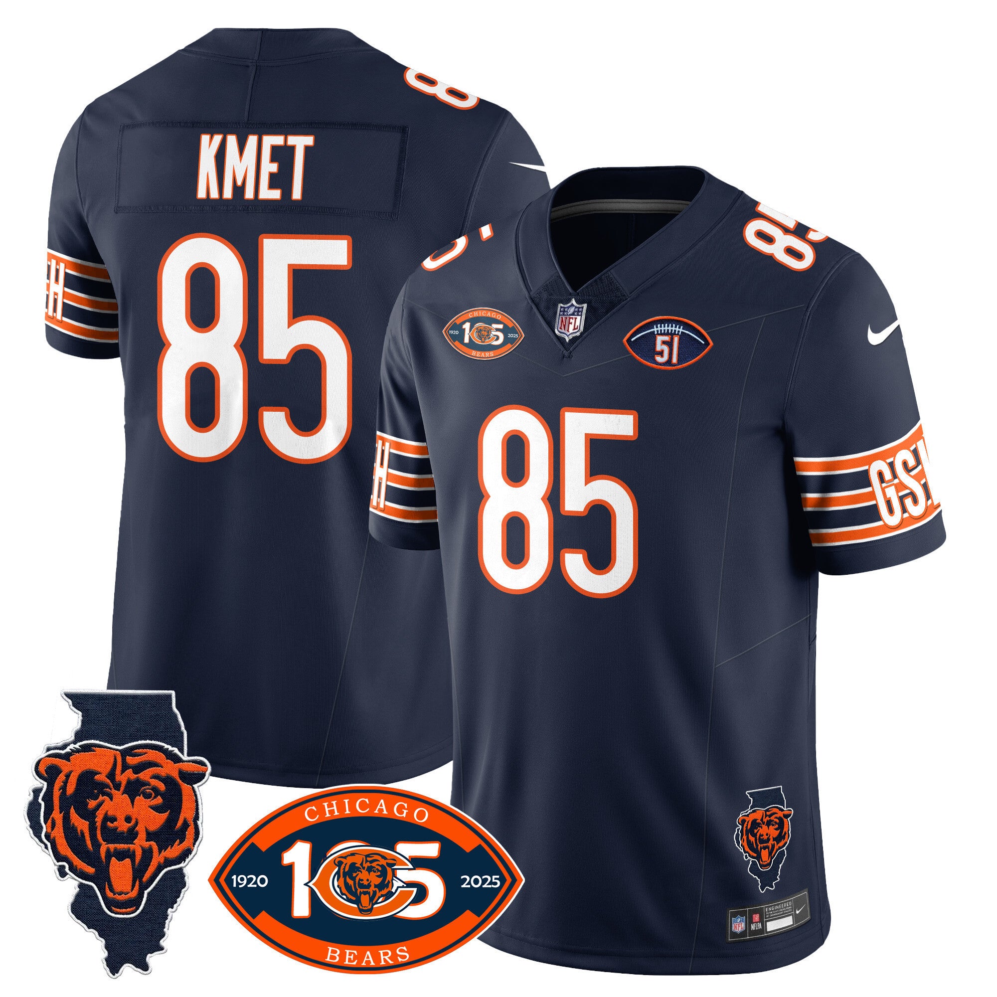 Men's Bears 1920-2025 The Bears Vapor Limited Jersey - All Stitched