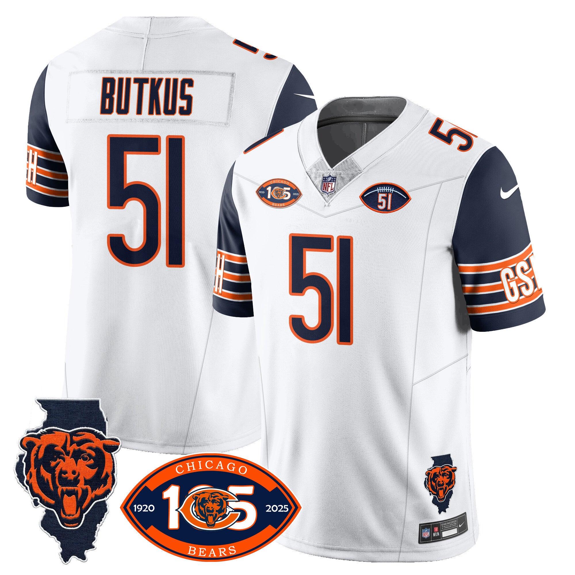Men's Bears 1920-2025 The Bears Vapor Limited Jersey - All Stitched