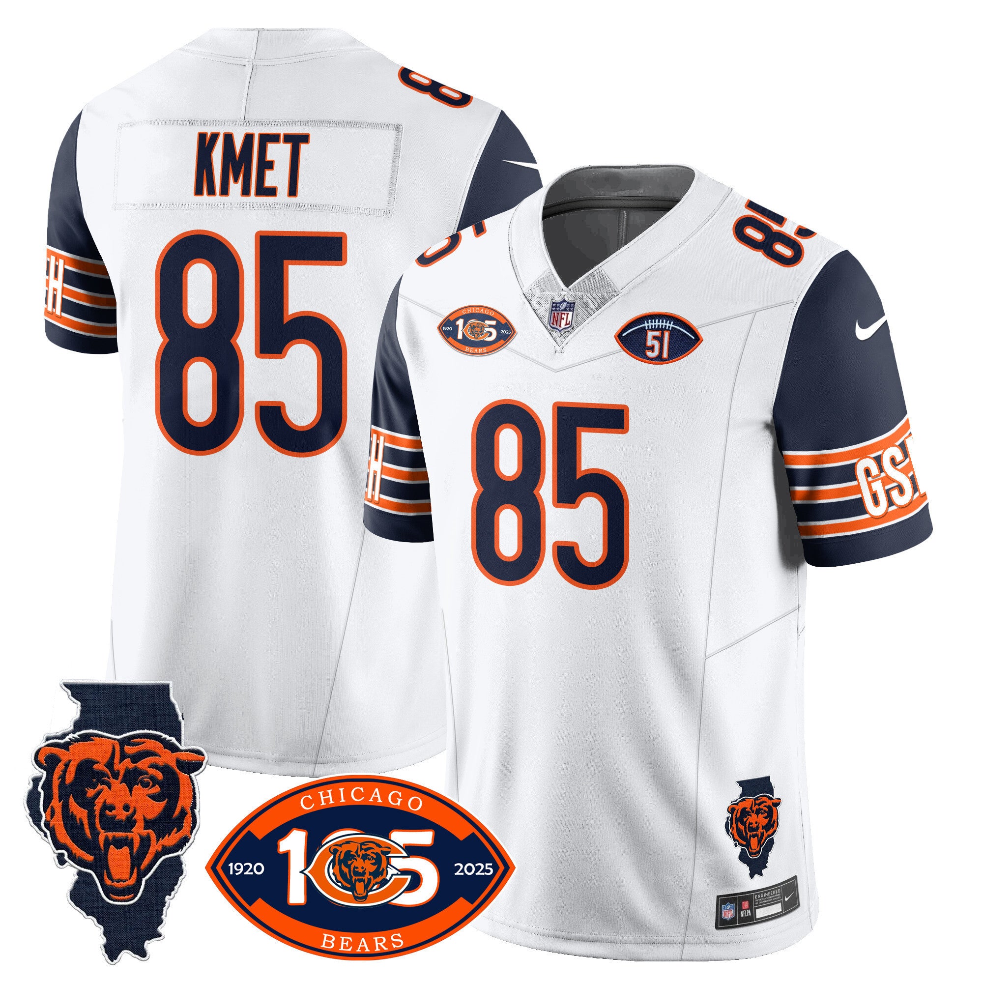 Men's Bears 1920-2025 The Bears Vapor Limited Jersey - All Stitched