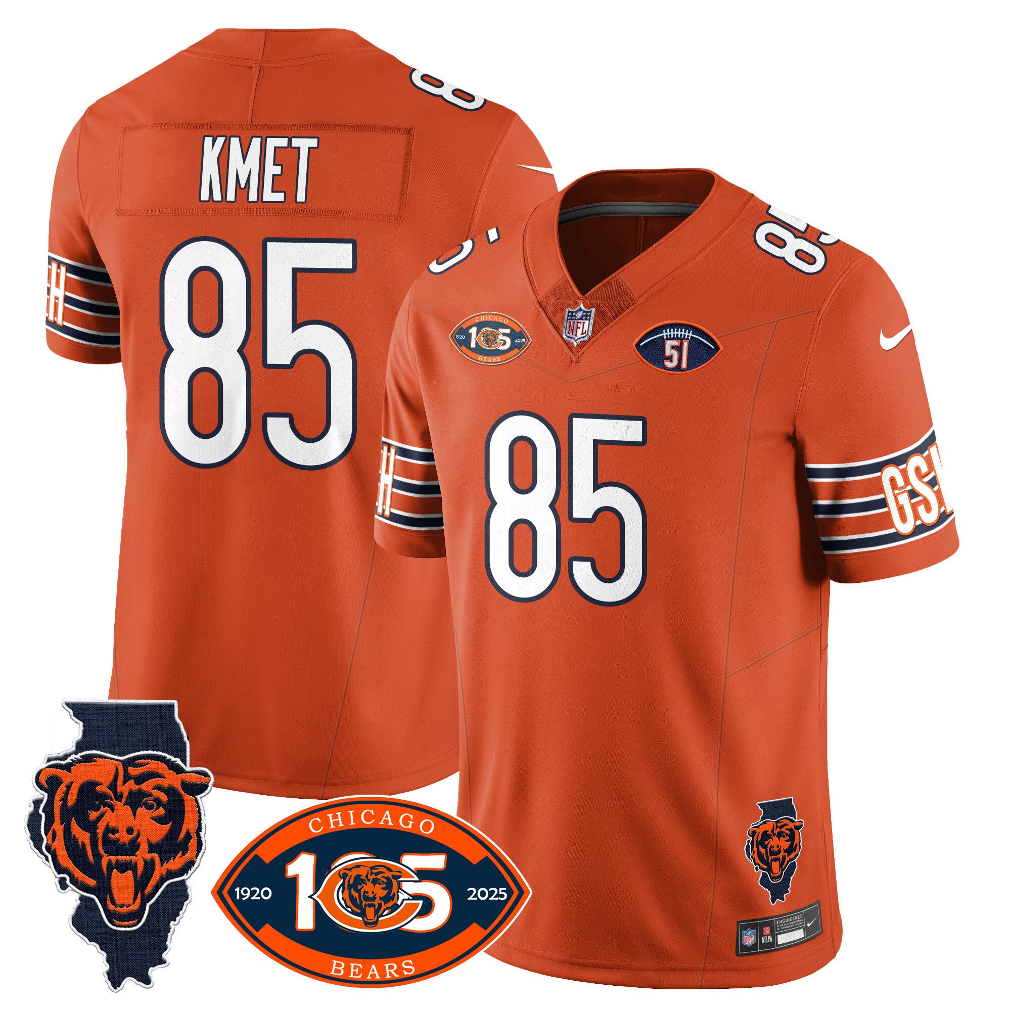 Men's Bears 1920-2025 The Bears Vapor Limited Jersey - All Stitched