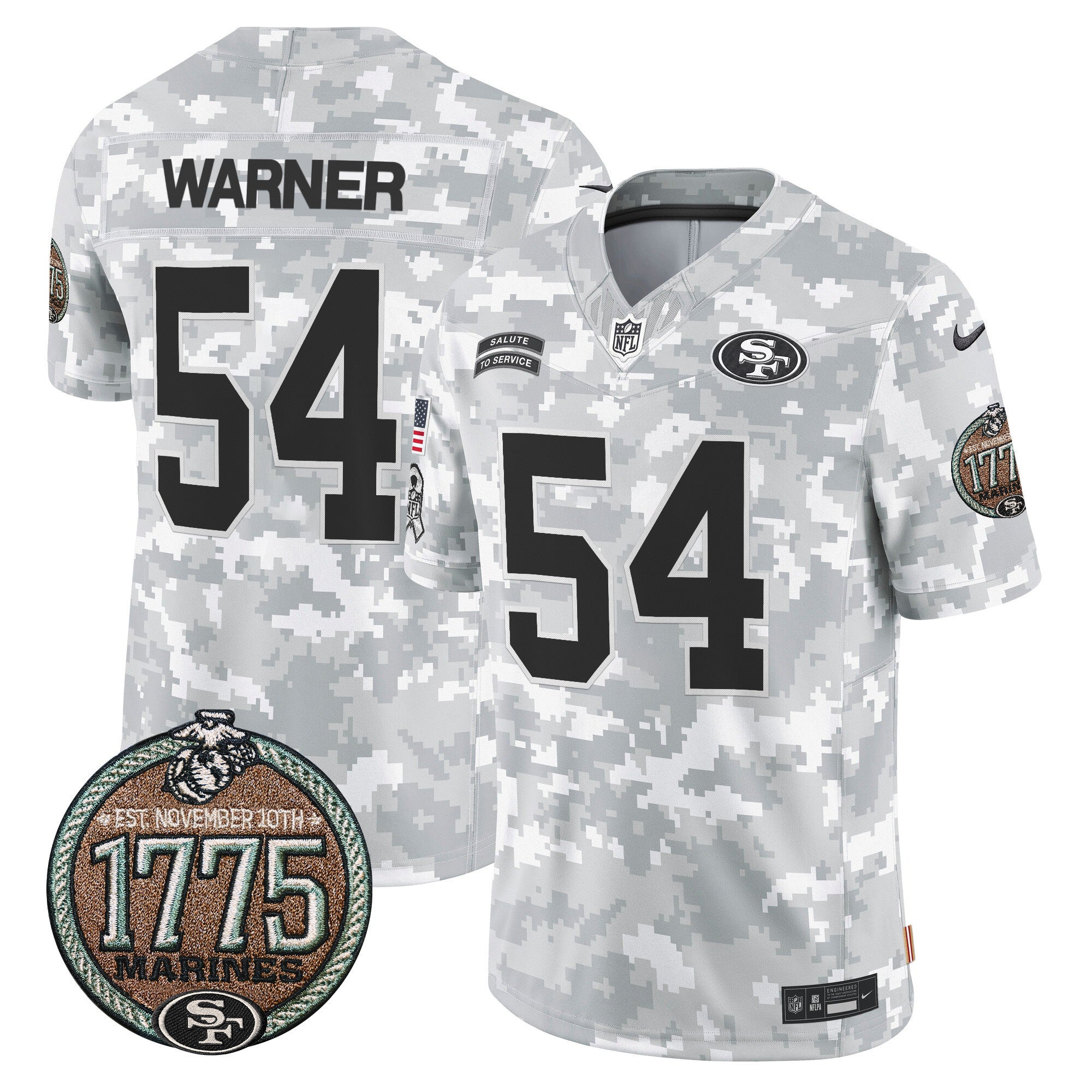 Men's 49ers 2024 Salute to Service Establishment Year Patch Vapor Limited Jersey - All Stitched