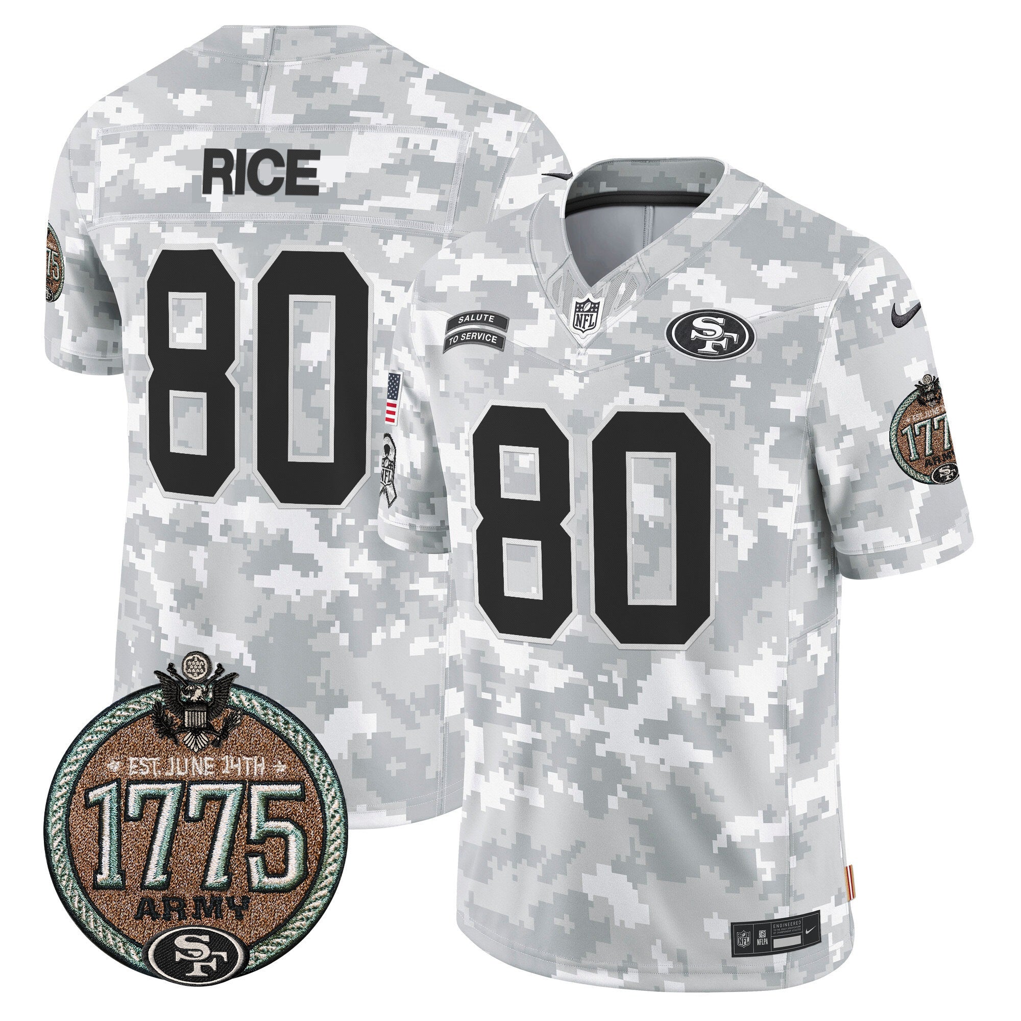 Men's 49ers 2024 Salute to Service Establishment Year Patch Vapor Limited Jersey - All Stitched