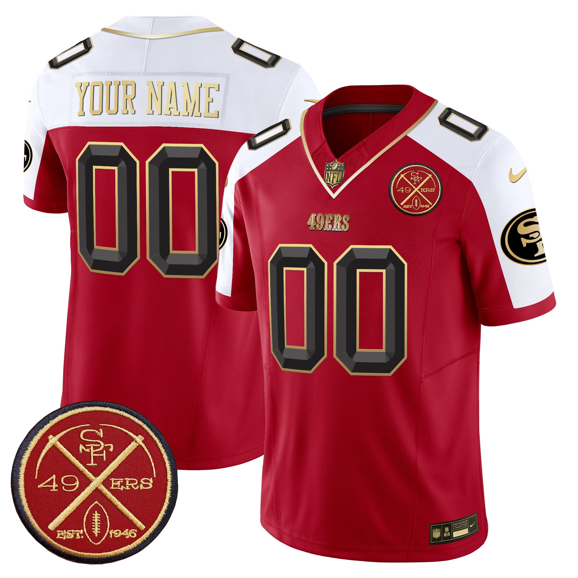 Custom Gender/Name 49ers Est.1946 Patch Vapor Limited Jersey V2 - All Stitched