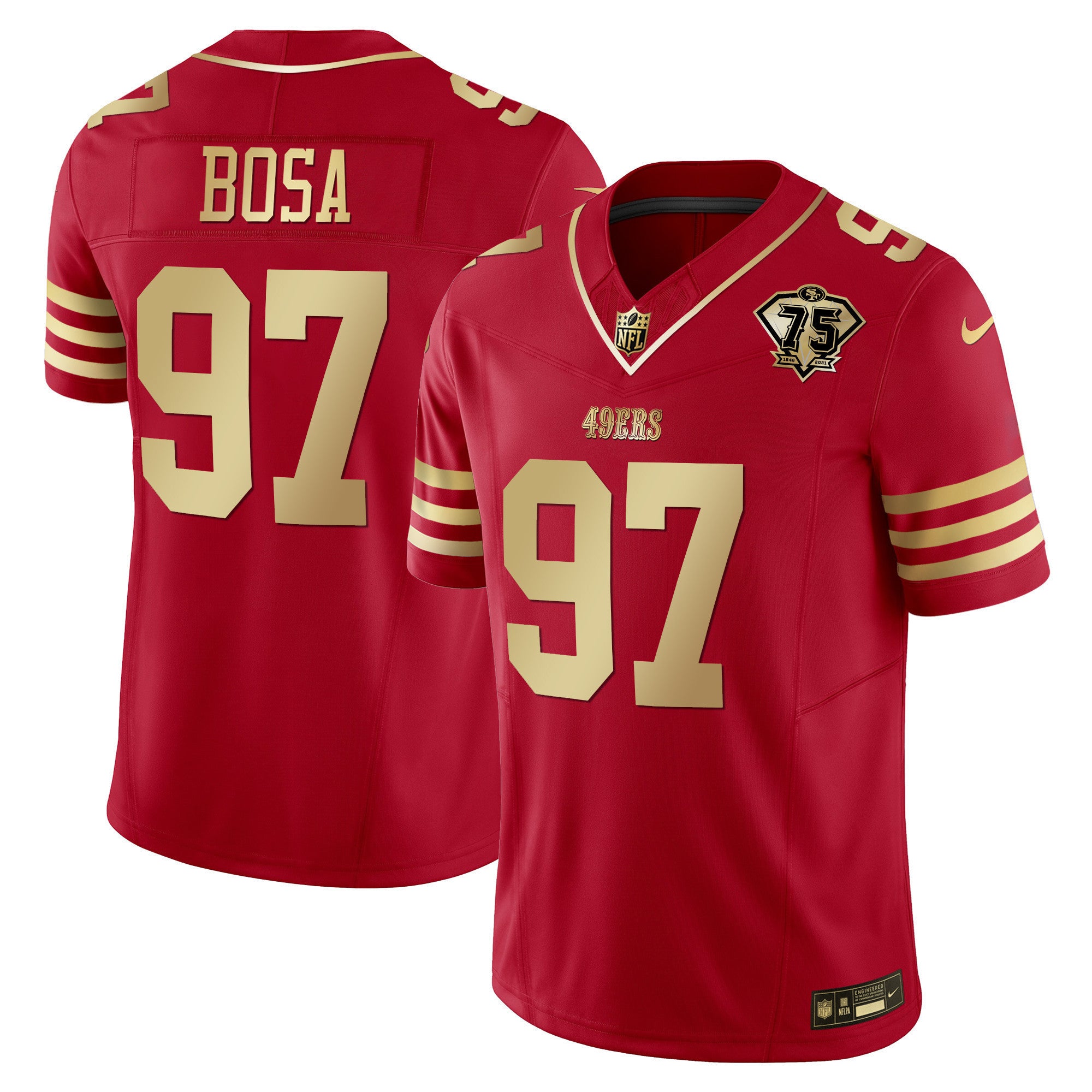 Men's 49ers 2023 Vapor Gold Limited Jersey - All Stitched