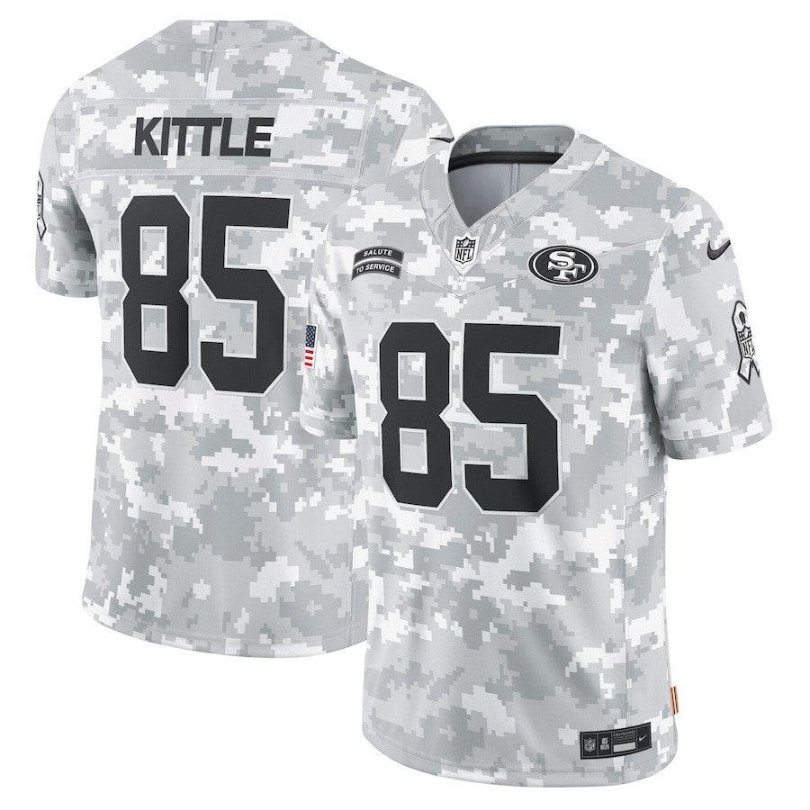 George Kittle San Francisco 49ers 2024 Salute To Service Arctic Camo Jersey - All Stitched