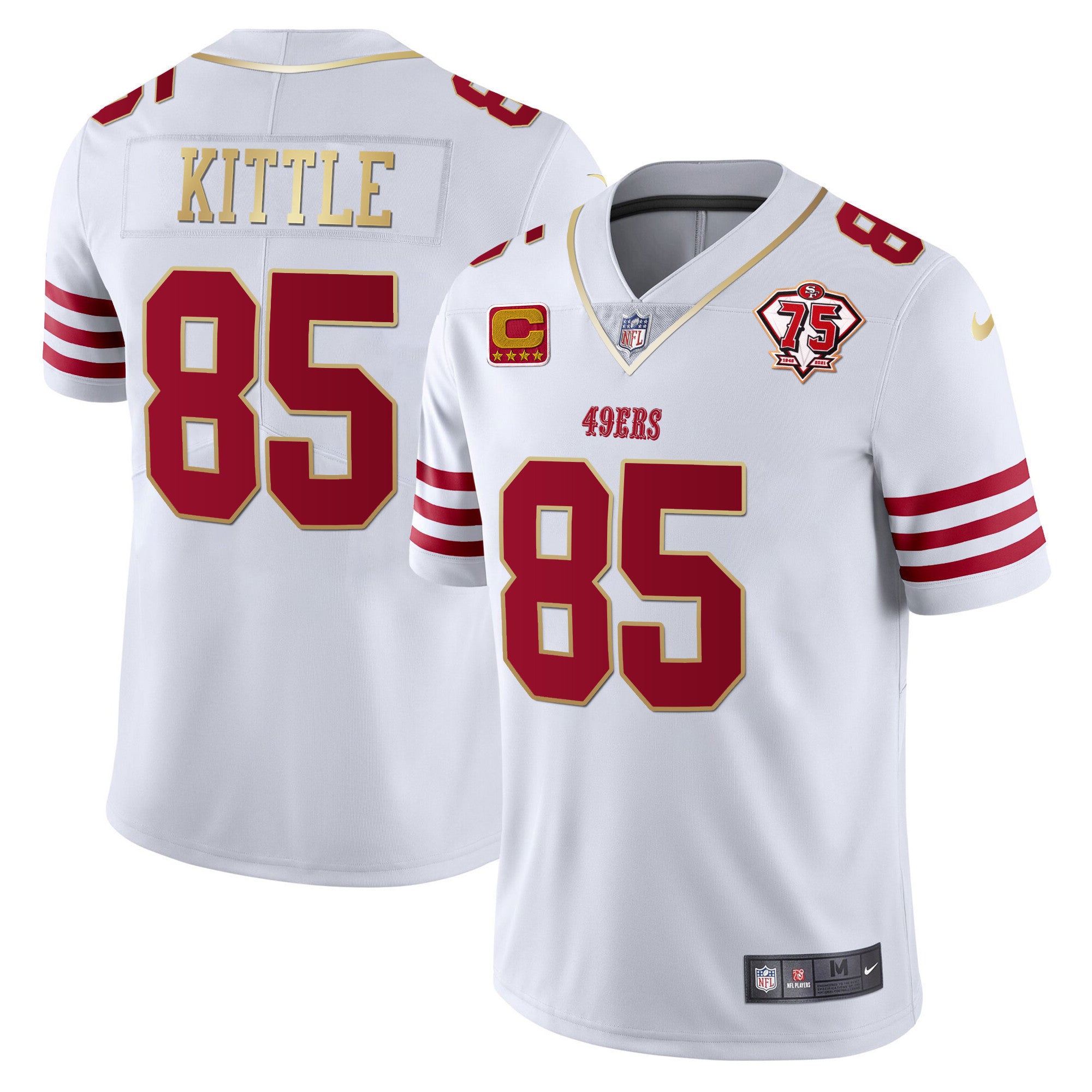Men's 49ers 75th Anniversary Patch Vapor Gold Jersey Collection - All Stitched 1