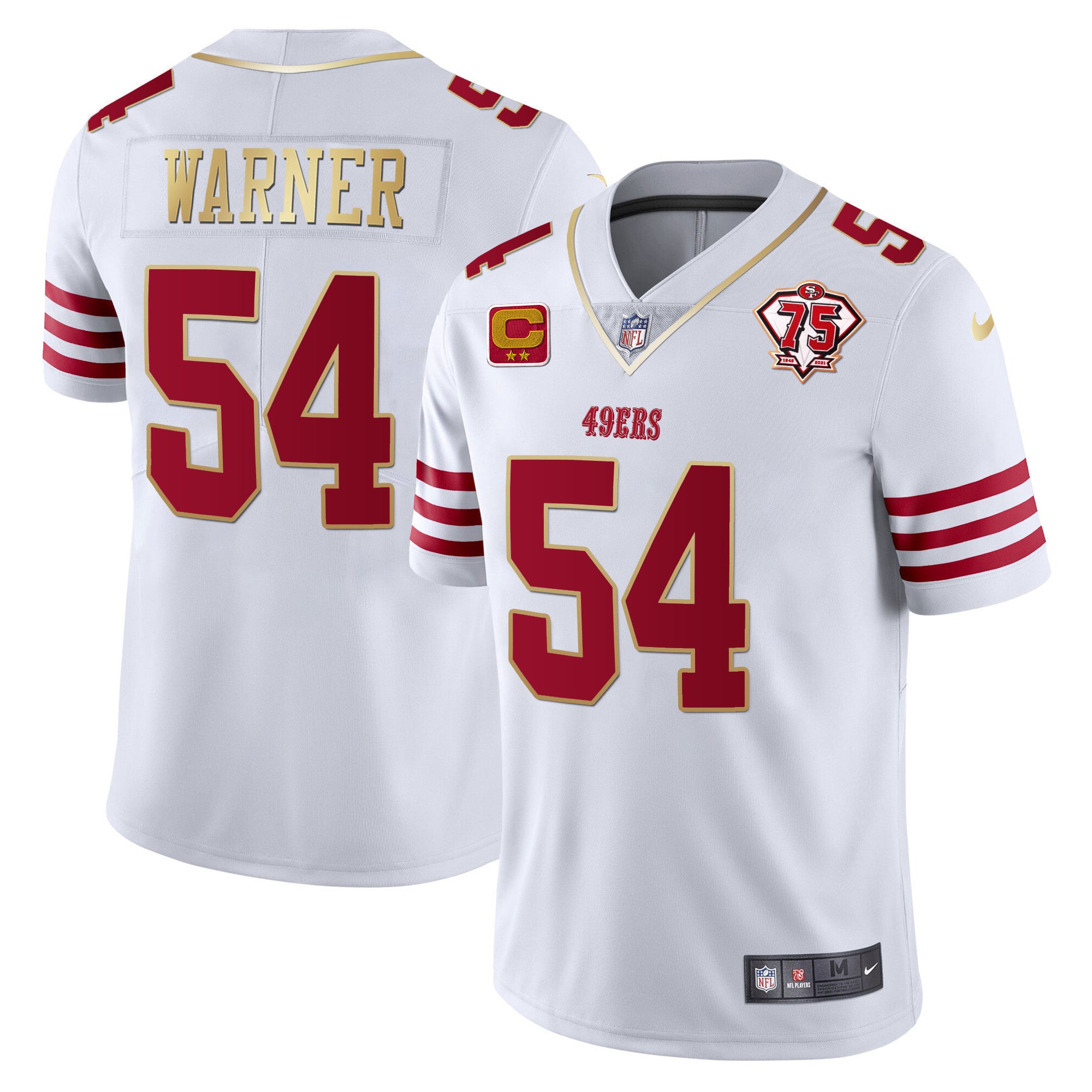 Men's 49ers 75th Anniversary Patch Vapor Gold Jersey Collection - All Stitched 1