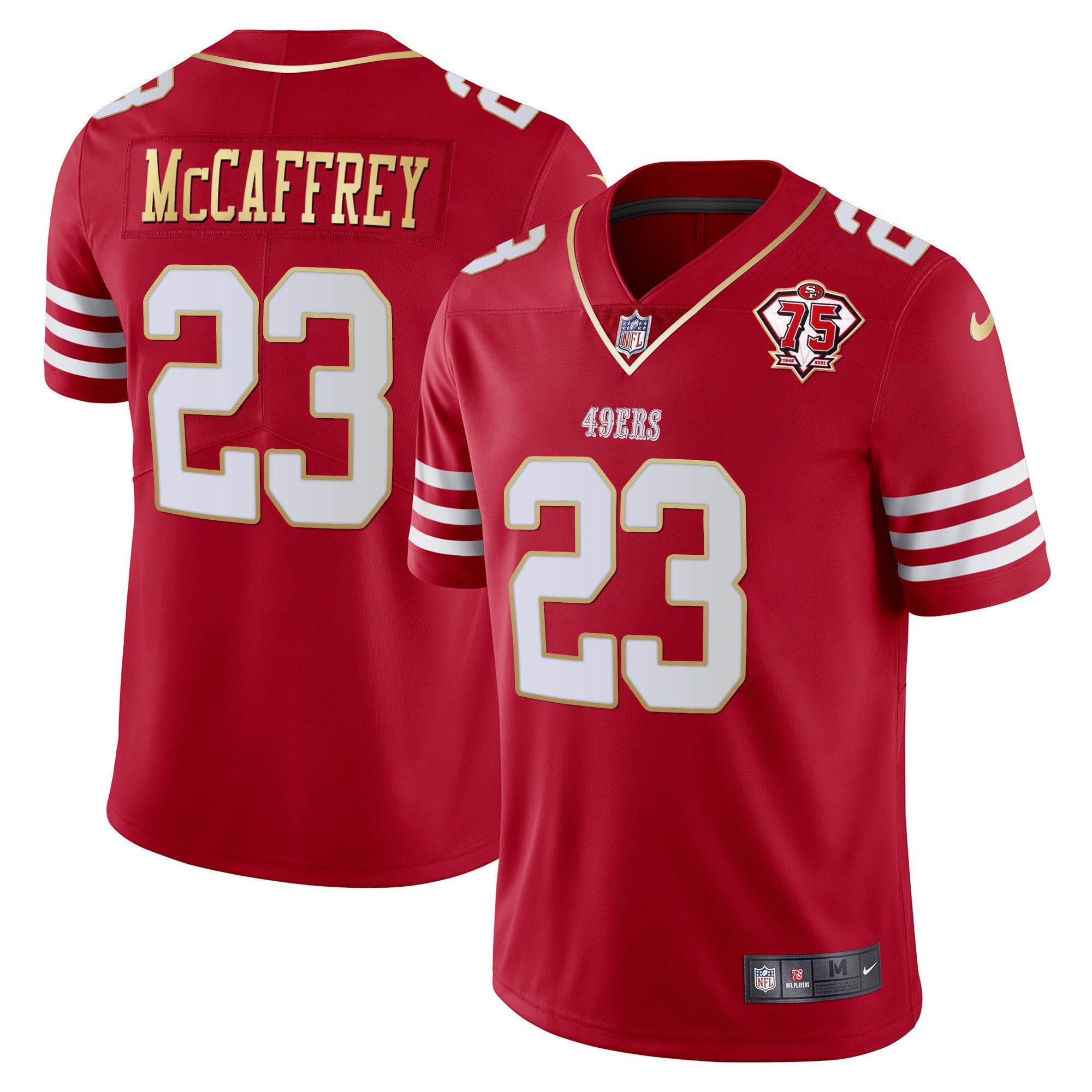 Men's 49ers 75th Anniversary Patch Vapor Gold Jersey Collection - All Stitched 1