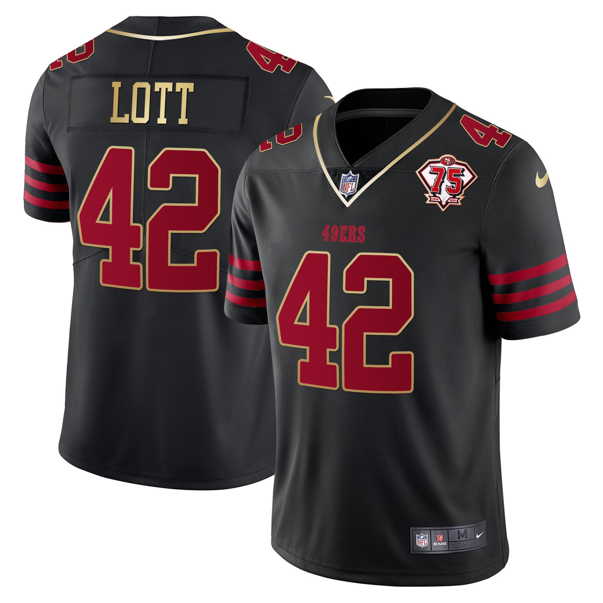Men's 49ers 75th Anniversary Patch Vapor Gold Jersey Collection - All Stitched 1