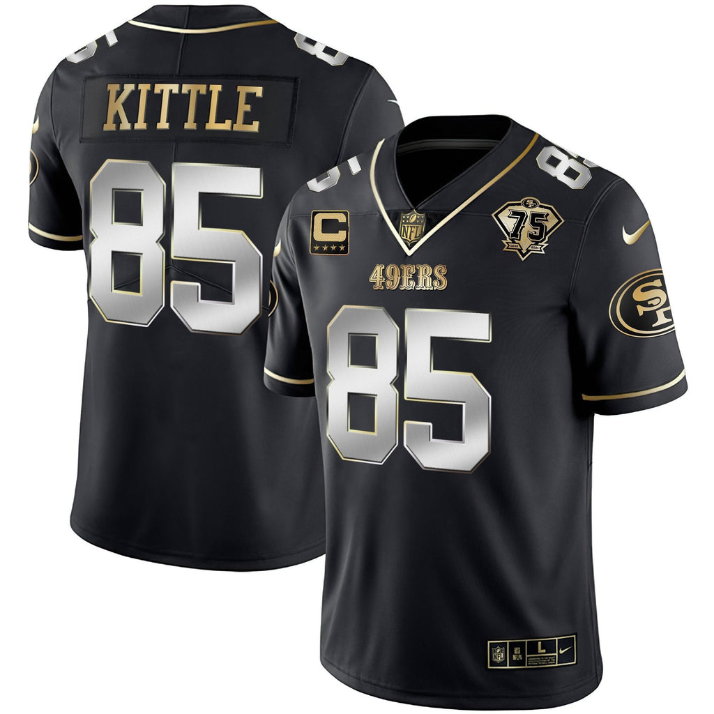 Men's 49ers 75th Anniversary Patch Vapor Gold Jersey Collection - All Stitched 1