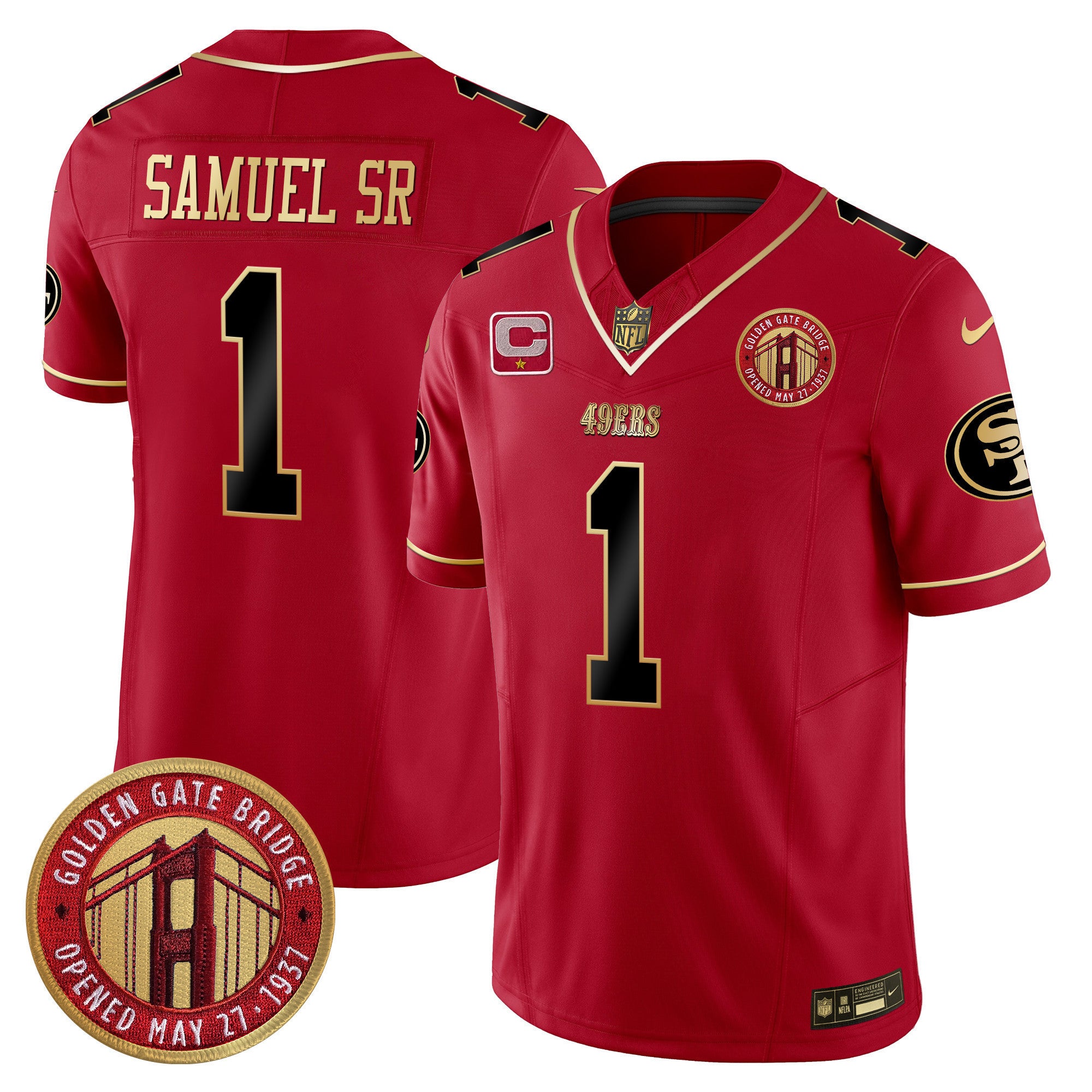 Men's 49ers Golden Gate Bridge Patch Vapor Limited Jersey - All Stitched