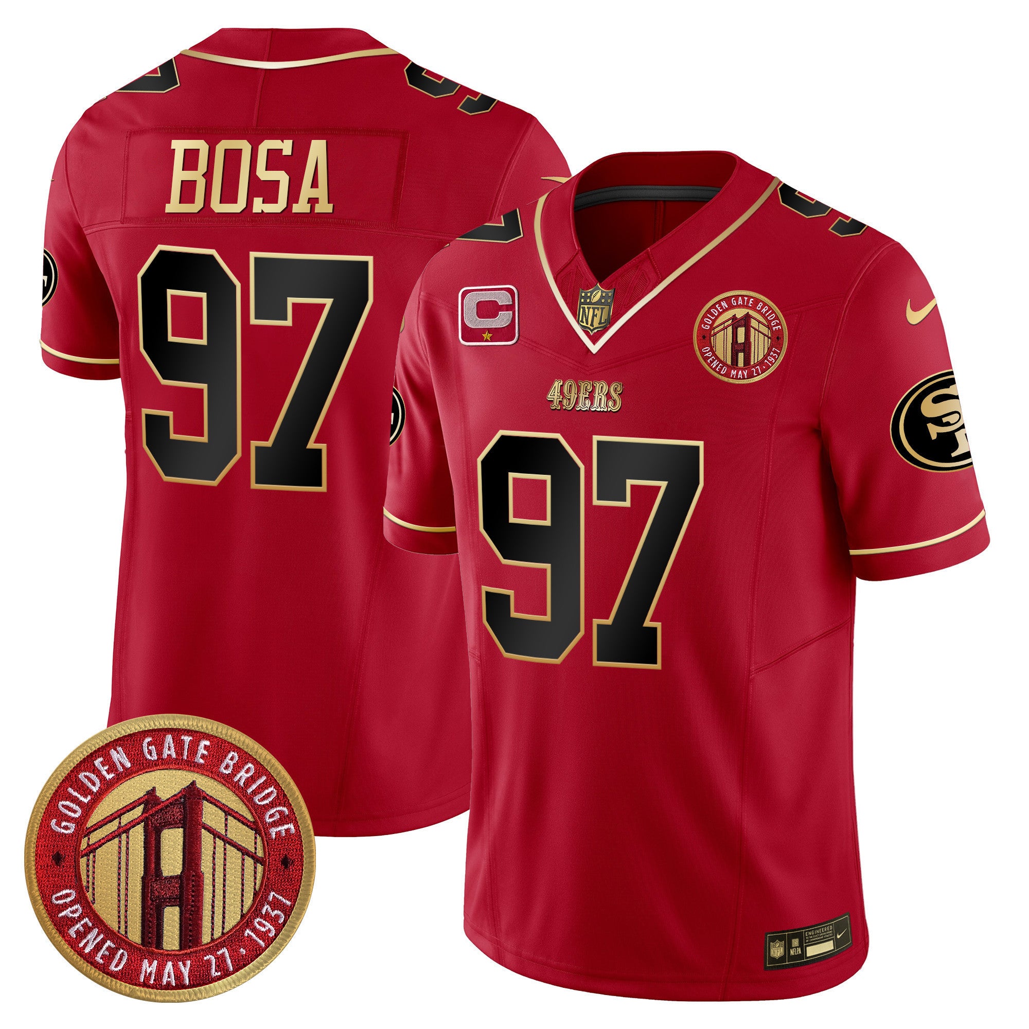 Men's 49ers Golden Gate Bridge Patch Vapor Limited Jersey - All Stitched