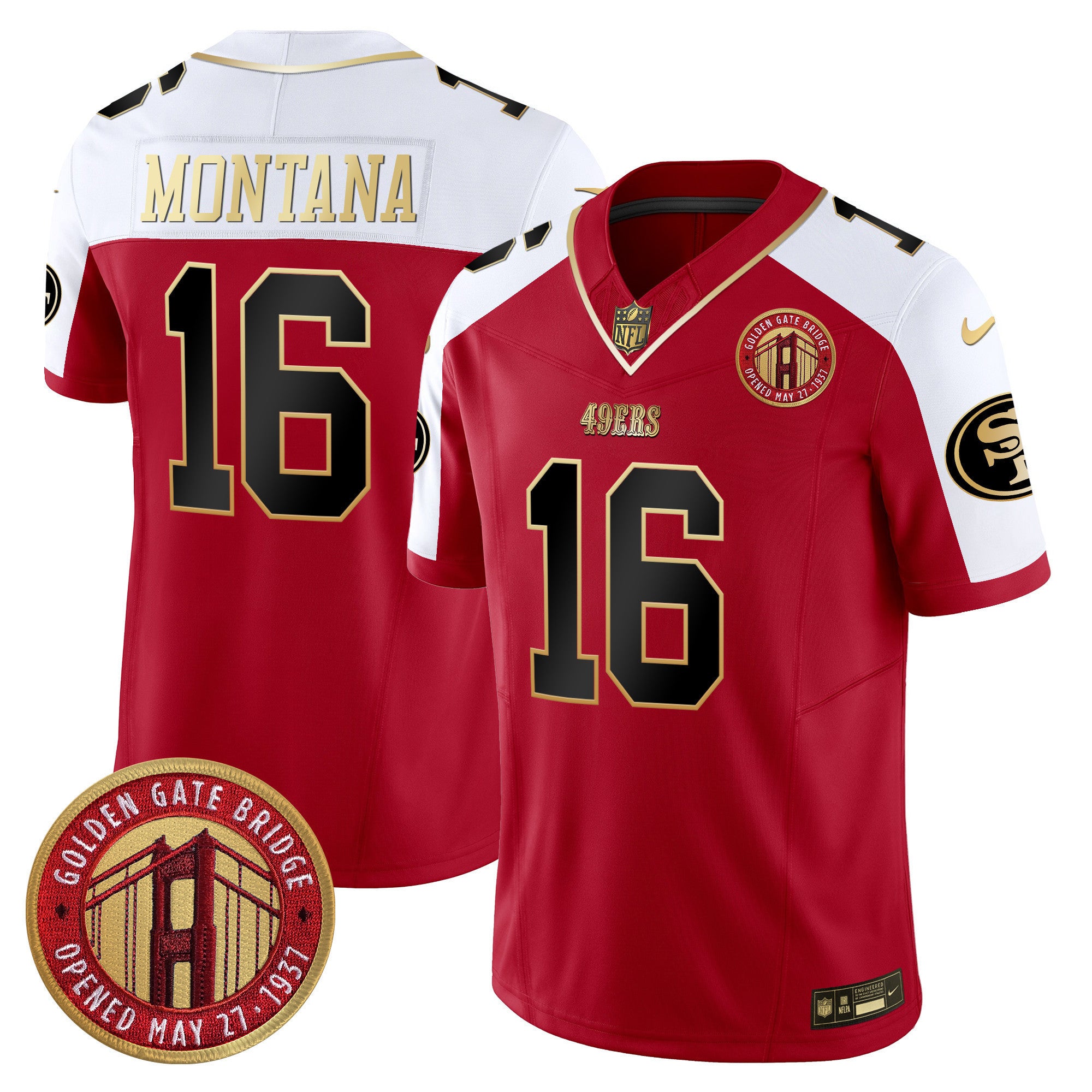 Men's 49ers Golden Gate Bridge Patch Vapor Limited Jersey - All Stitched