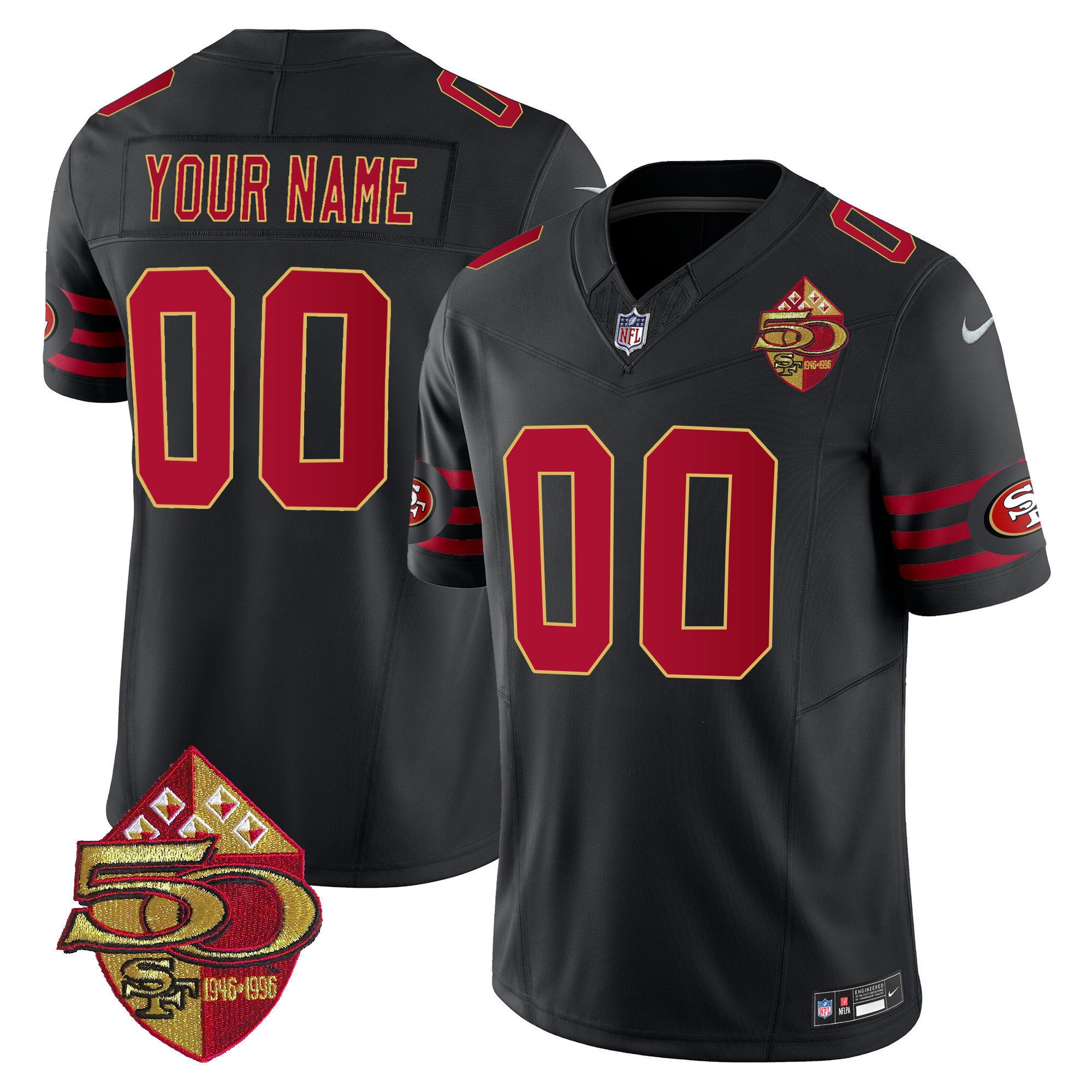 49ers 1996 Throwback/ 75th Patch Vapor Limited Custom Jersey - All Stitched