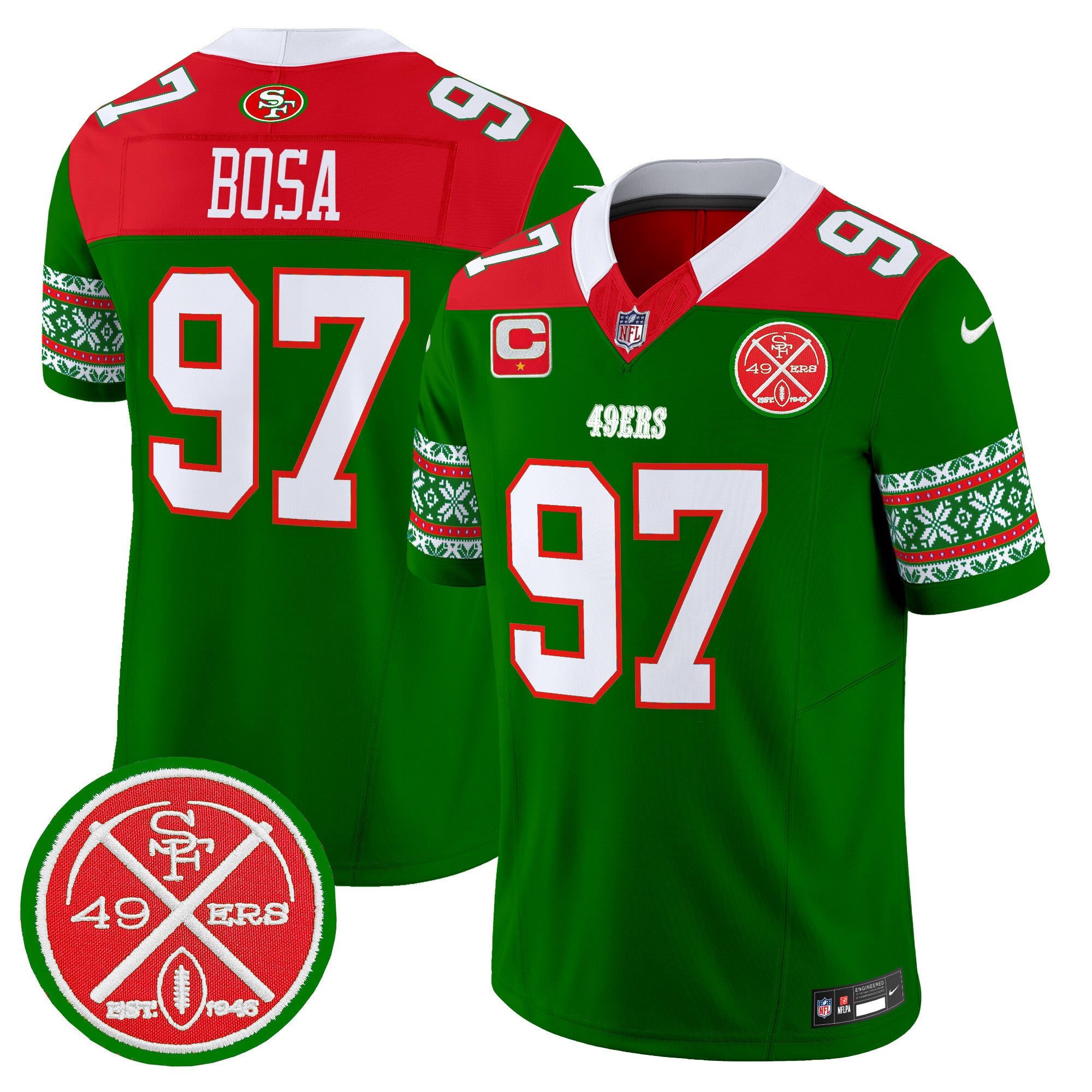 Men's 49ers 2024 Christmas Vapor Limited Jersey - All Stitched