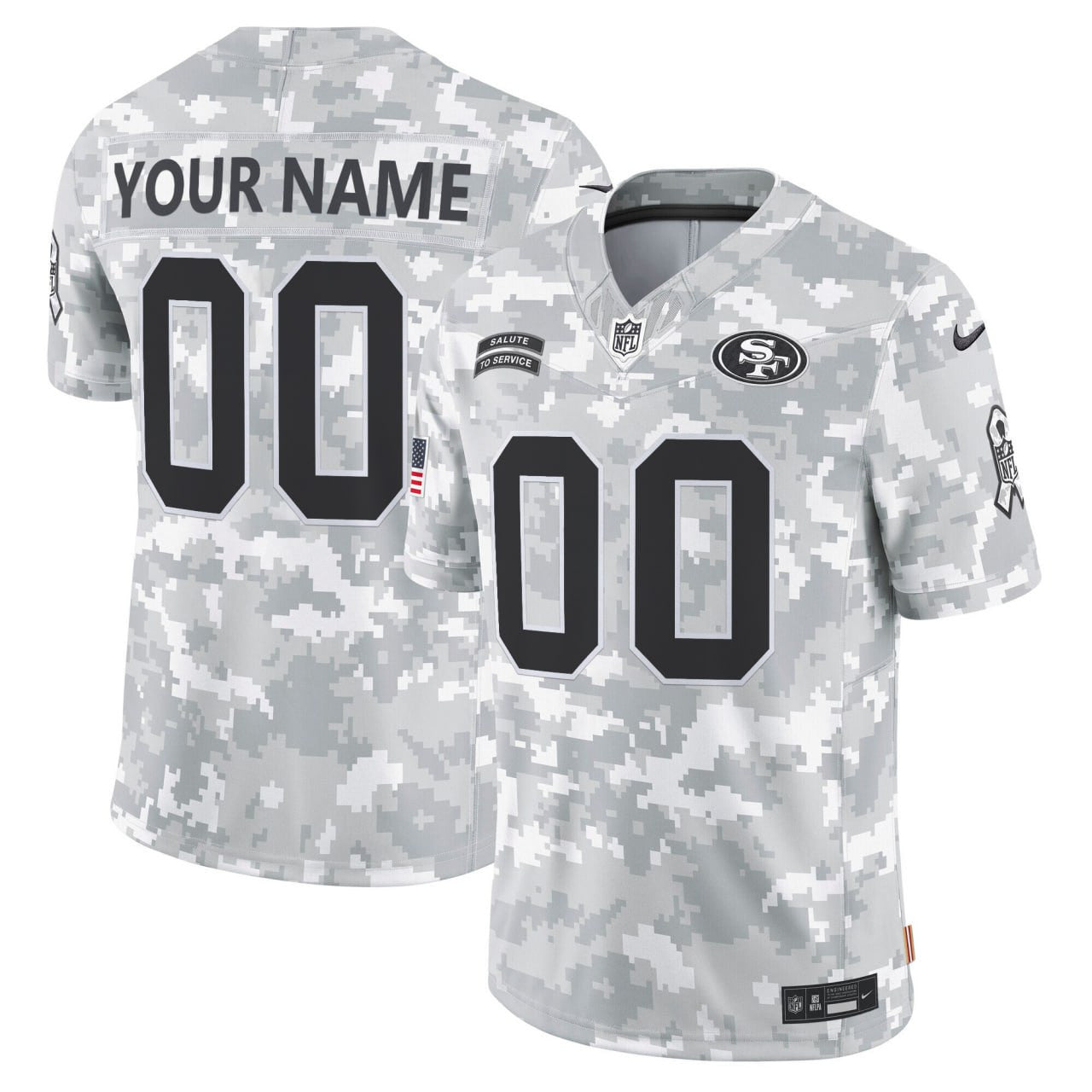 San Francisco 49ers 2024 Salute to Service Custom Jersey - Arctic Camo - All Stitched