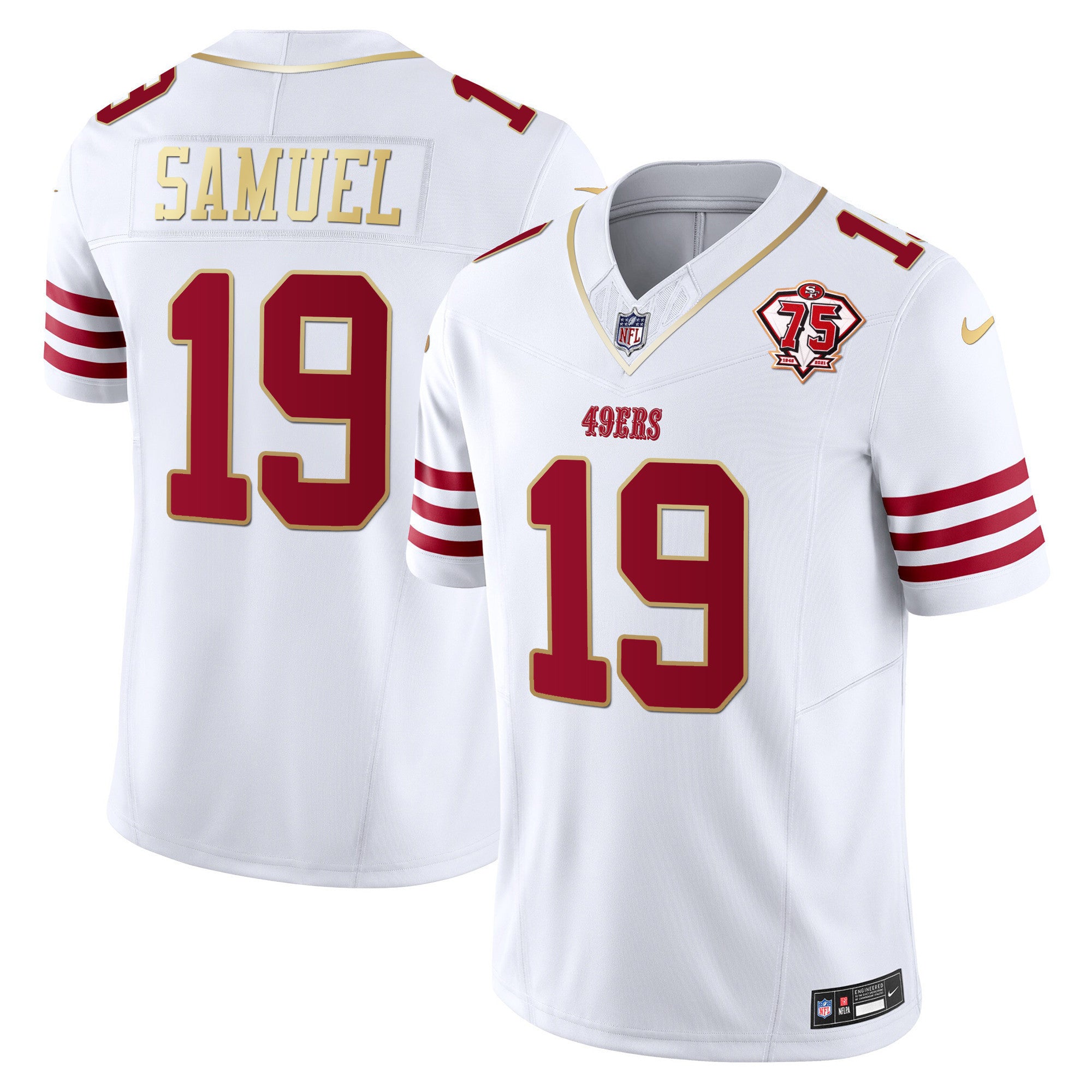 Men's 49ers 2023 Vapor Gold Trim Limited Jersey - All Stitched
