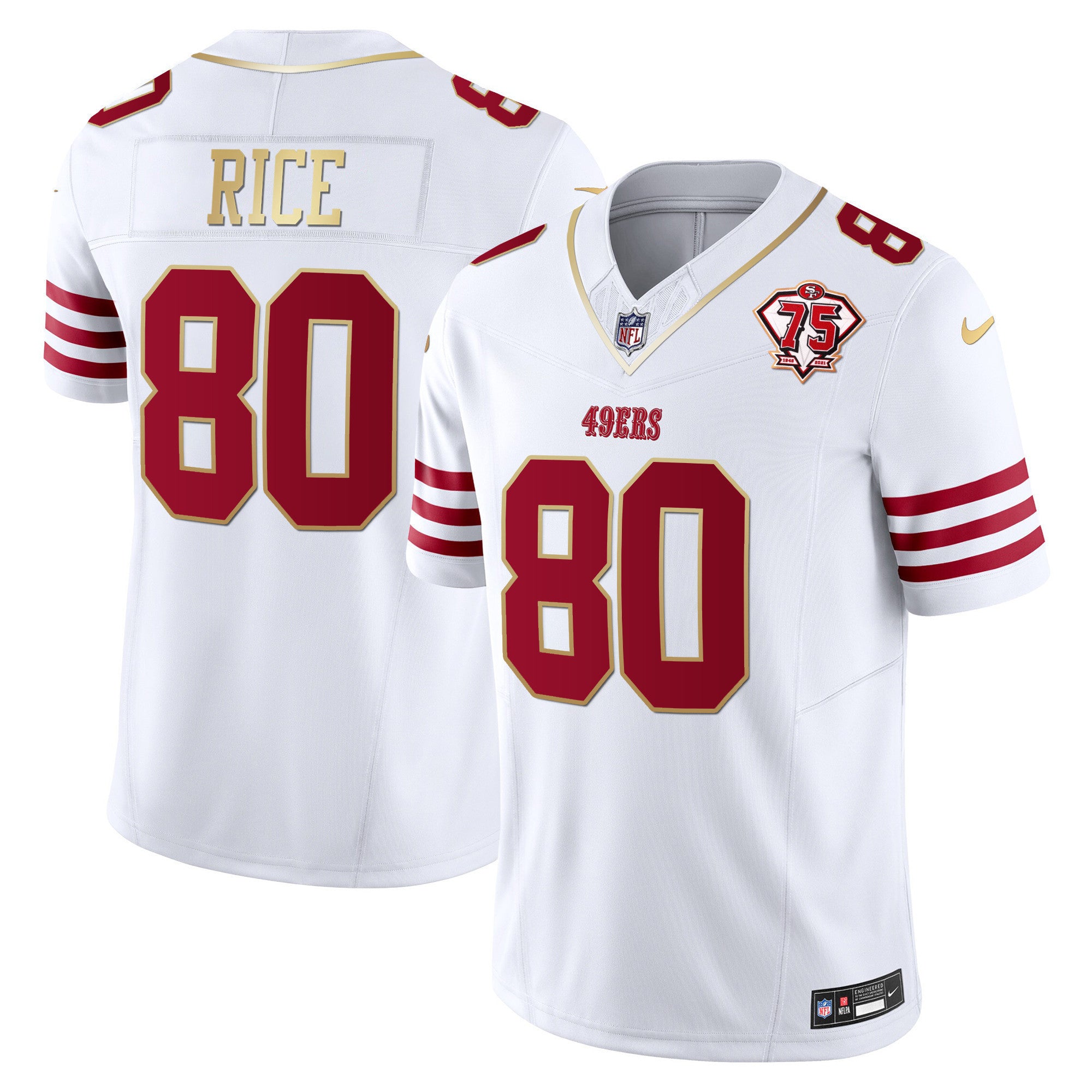 Men's 49ers 2023 Vapor Gold Trim Limited Jersey - All Stitched