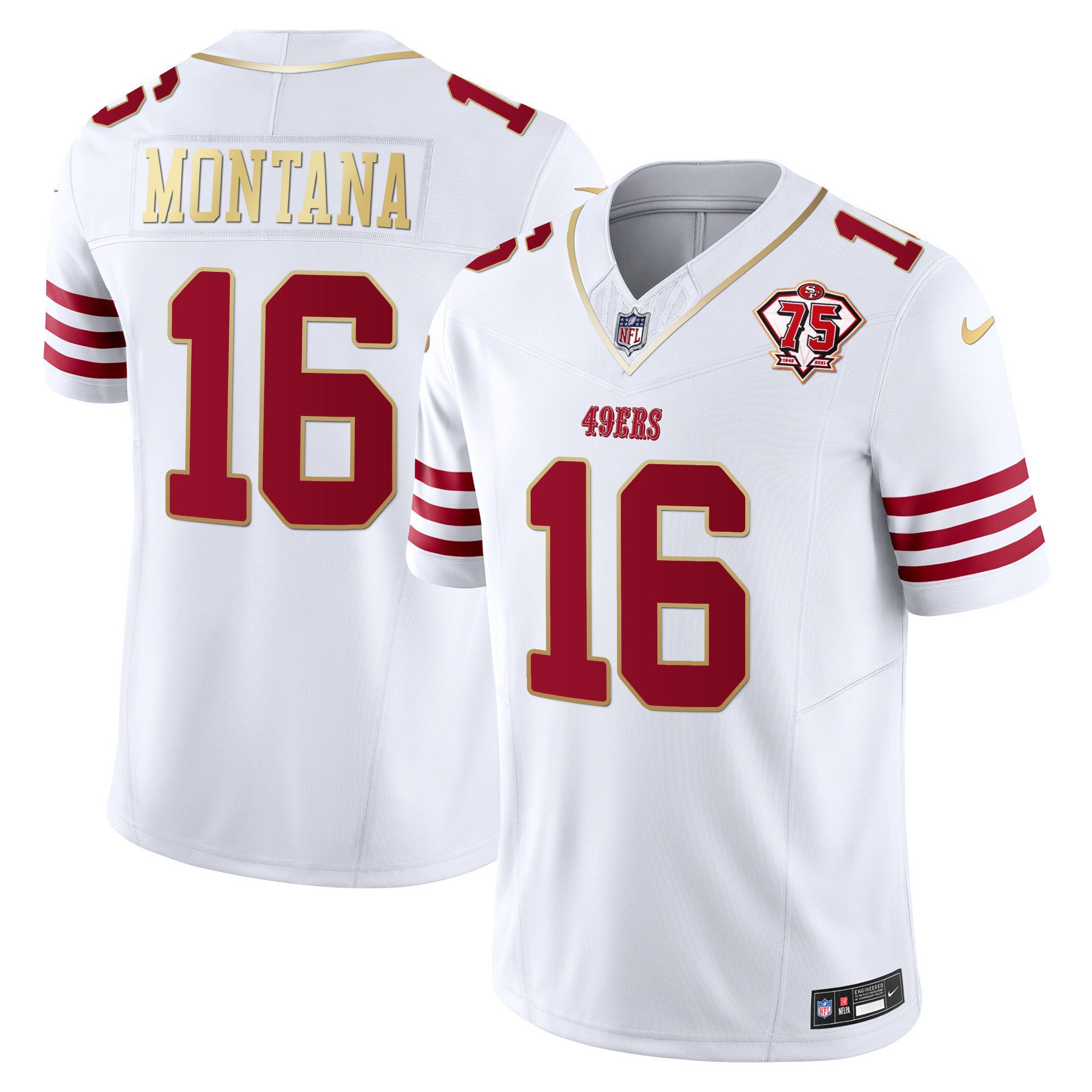 Men's 49ers 2023 Vapor Gold Trim Limited Jersey - All Stitched