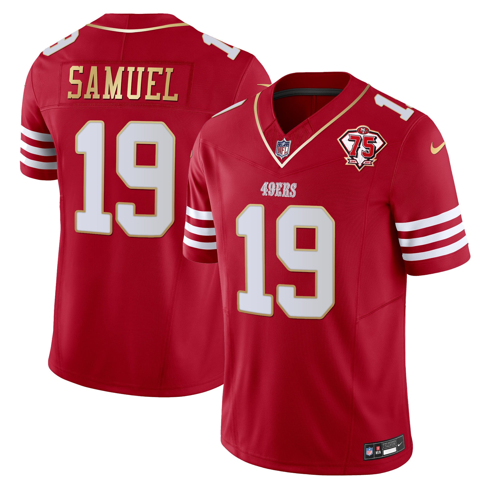 Men's 49ers 2023 Vapor Gold Trim Limited Jersey - All Stitched