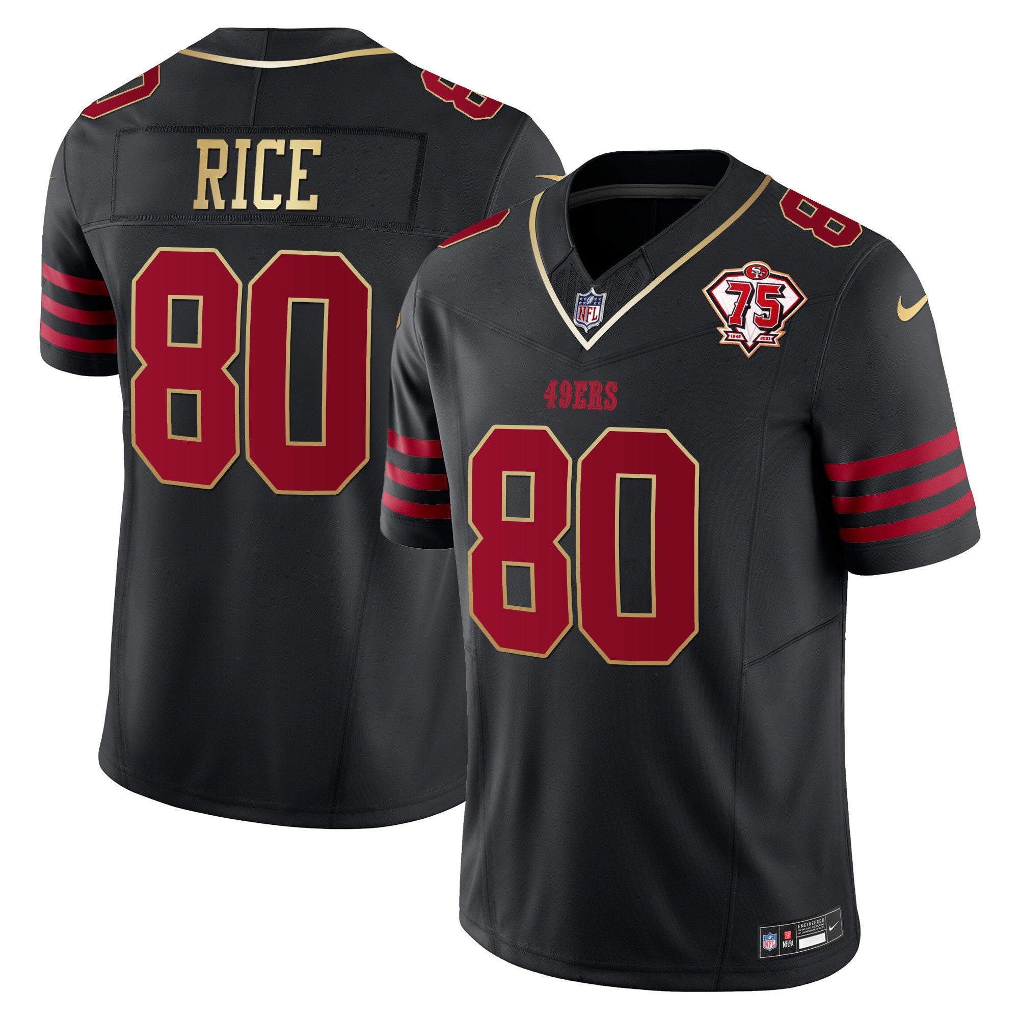 Men's 49ers 2023 Vapor Gold Trim Limited Jersey - All Stitched