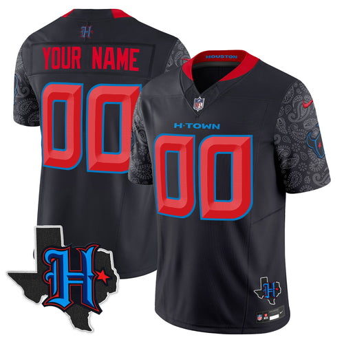 Custom Gender/Name Houston Texans 2024 Texas Patch Vapor Limited Jersey V4 - All Stitched
