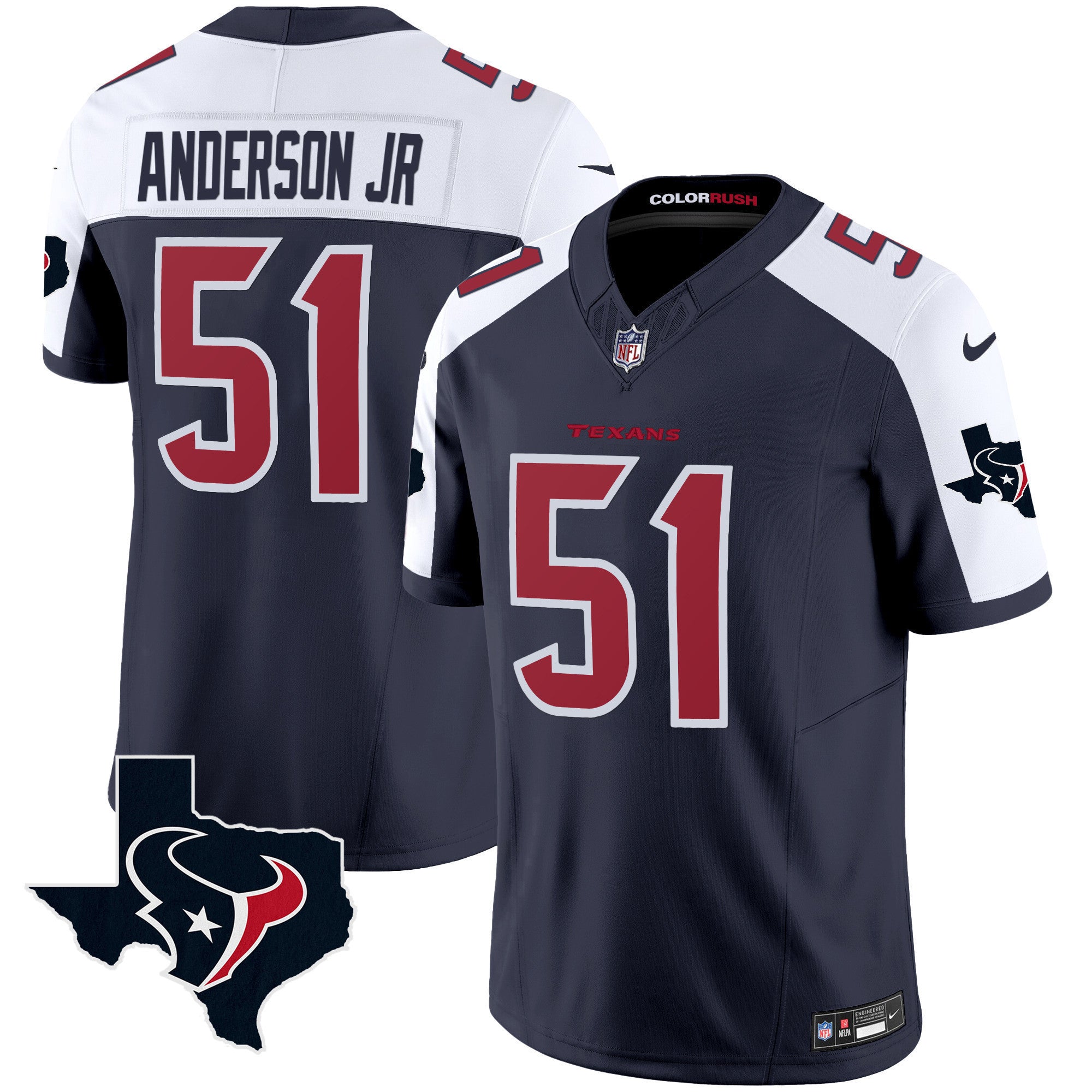 Men's Houston Texans Color Rush Legend Vapor Jersey V2 - All Stitched