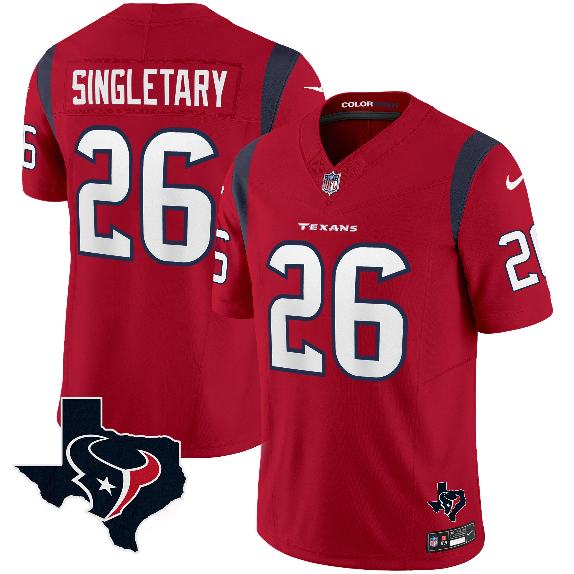 Men's Houston Texans Color Rush Legend Vapor Jersey V2 - All Stitched
