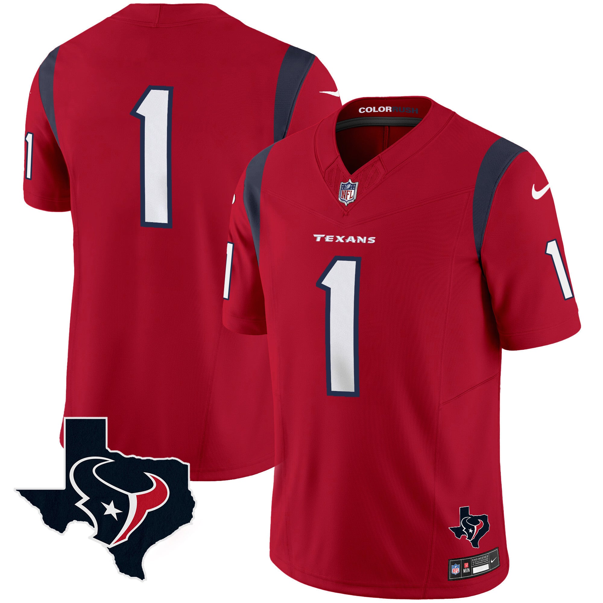 Men's Houston Texans Color Rush Legend Vapor Jersey V2 - All Stitched