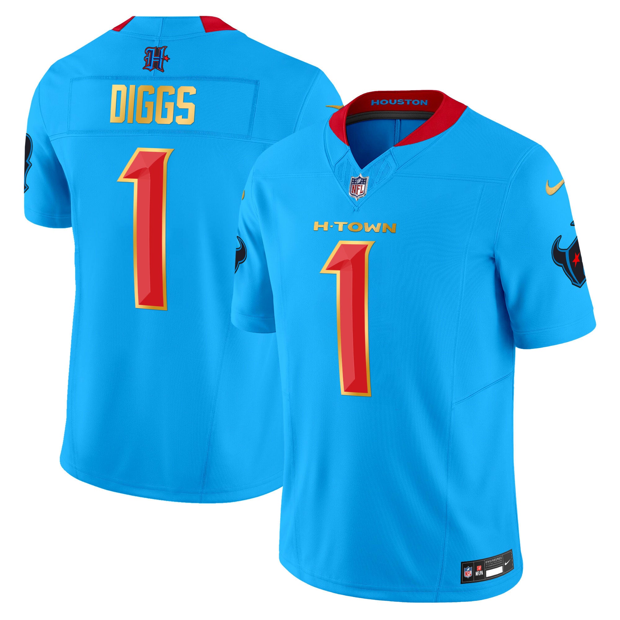 Men's Houston Texans 2024 Gold Trim Vapor Limited Jersey - All Stitched