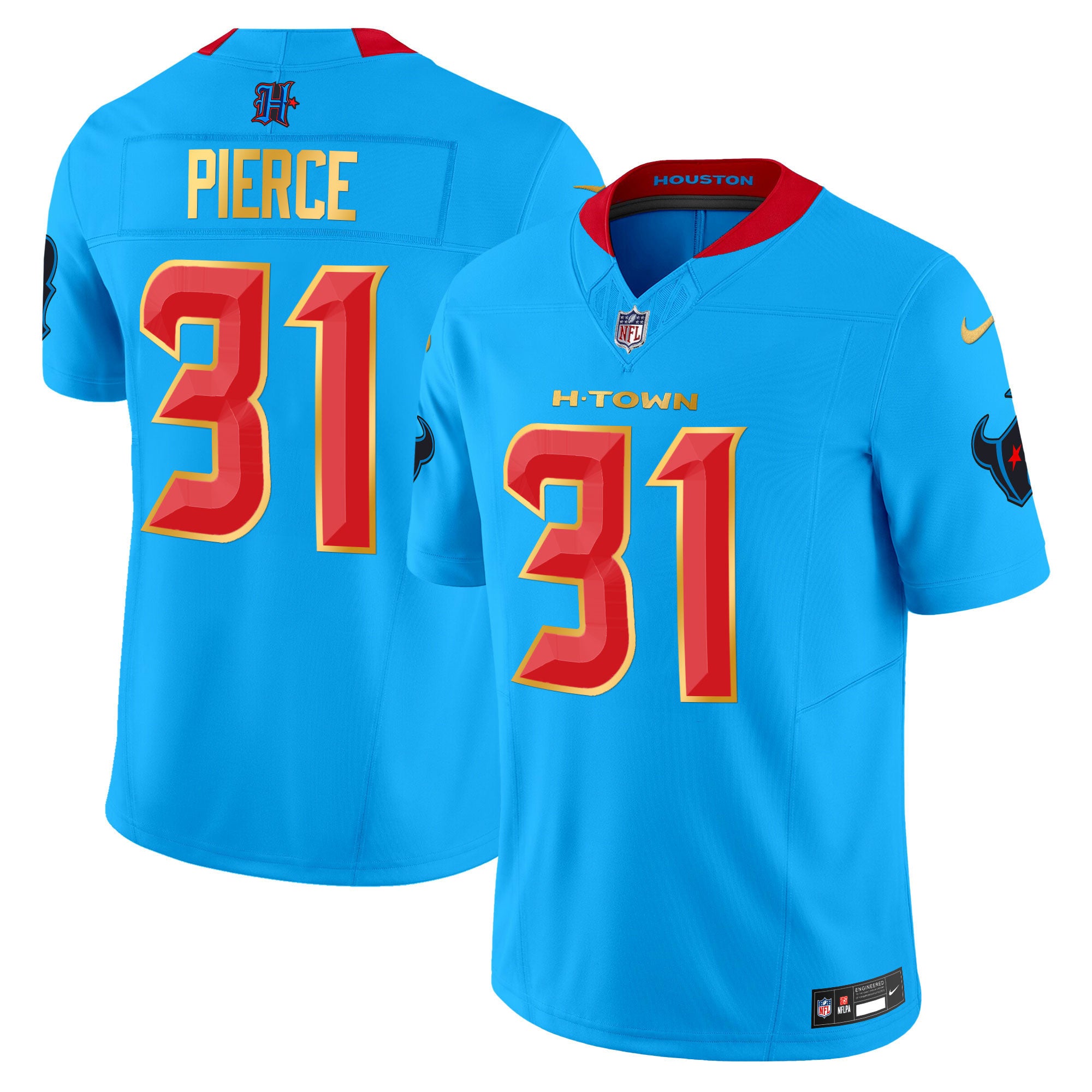 Men's Houston Texans 2024 Gold Trim Vapor Limited Jersey - All Stitched