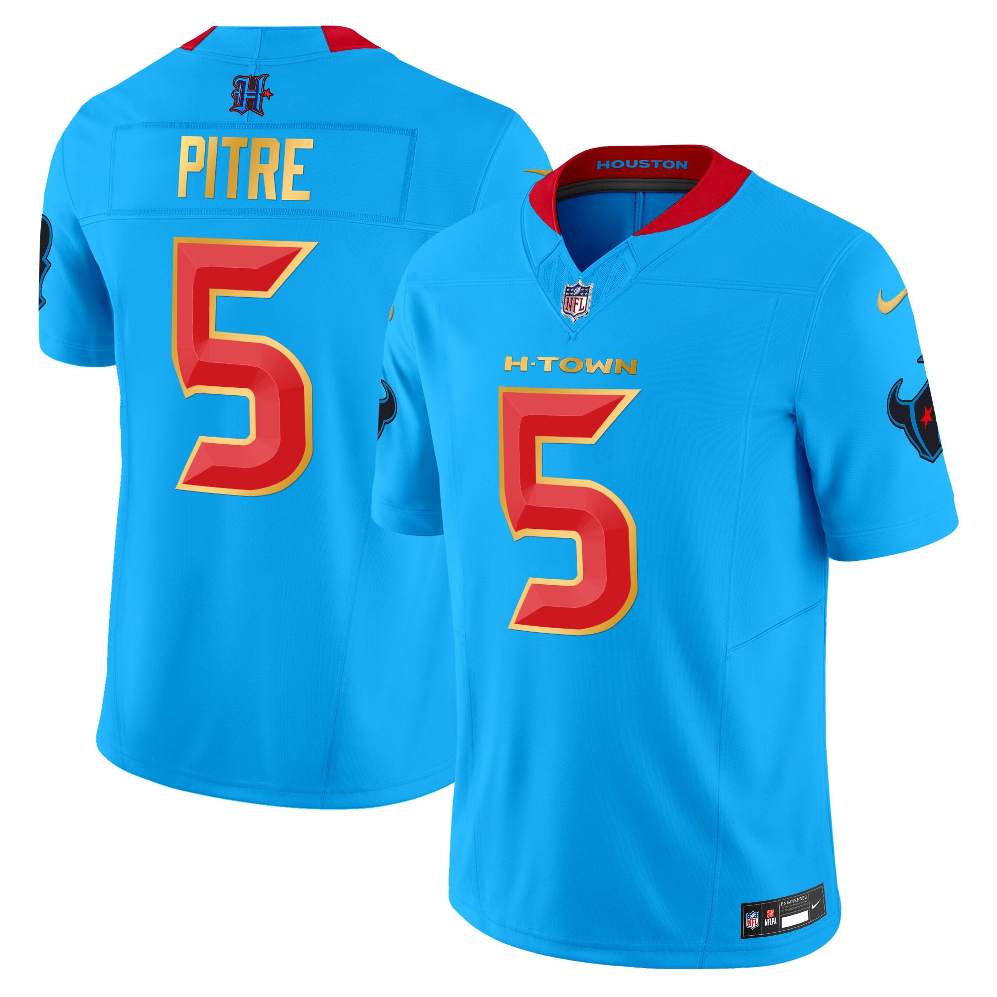Men's Houston Texans 2024 Gold Trim Vapor Limited Jersey - All Stitched