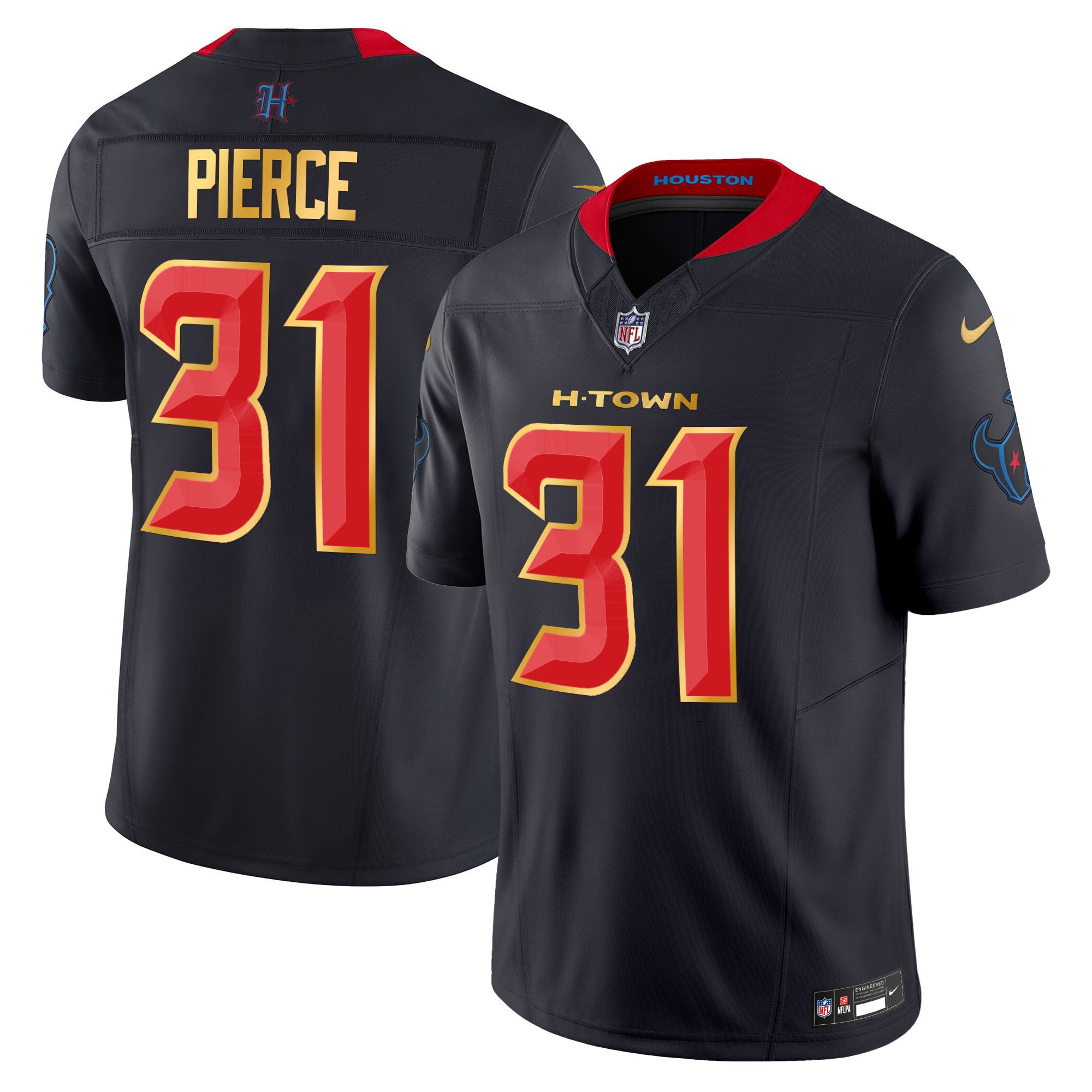 Men's Houston Texans 2024 Gold Trim Vapor Limited Jersey - All Stitched