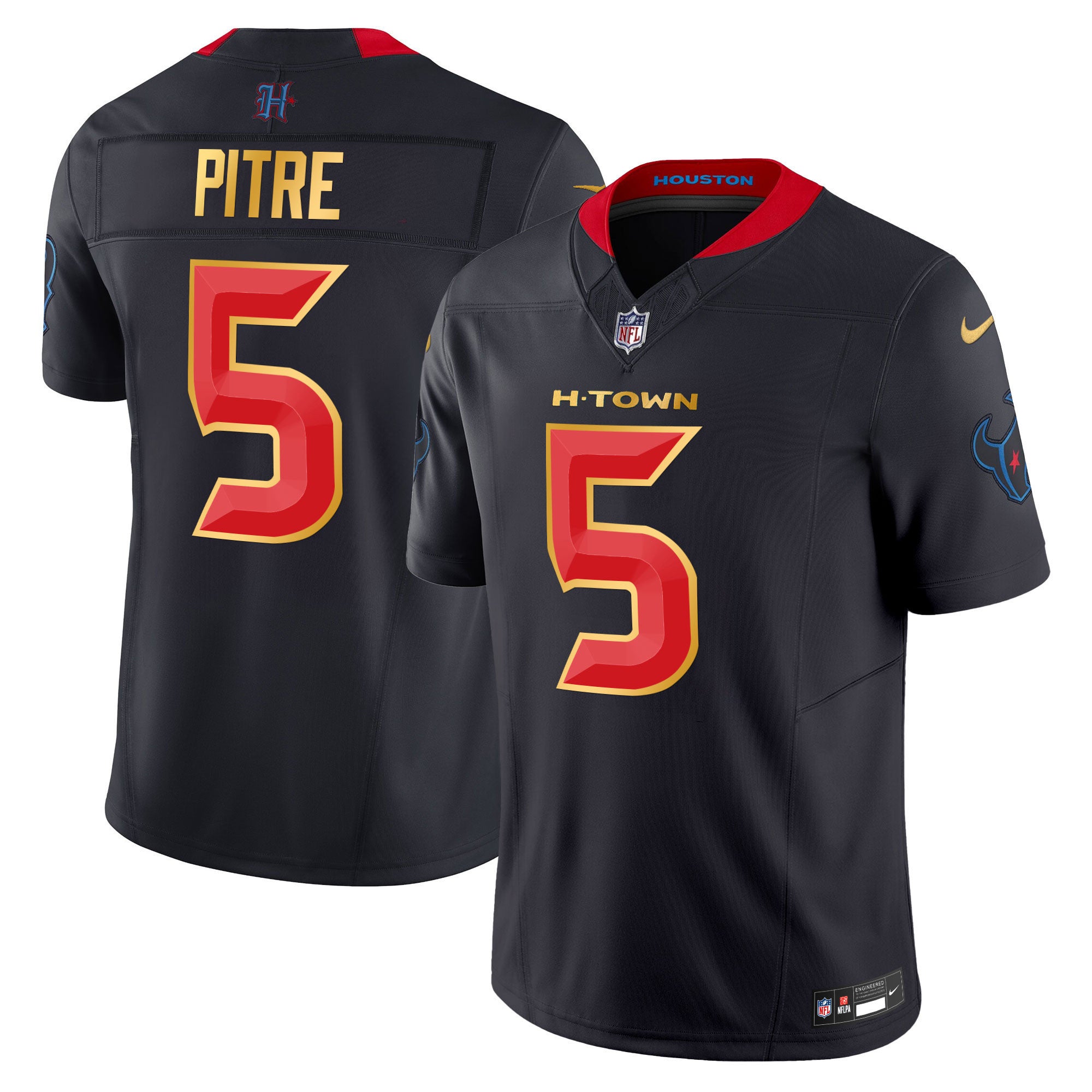 Men's Houston Texans 2024 Gold Trim Vapor Limited Jersey - All Stitched