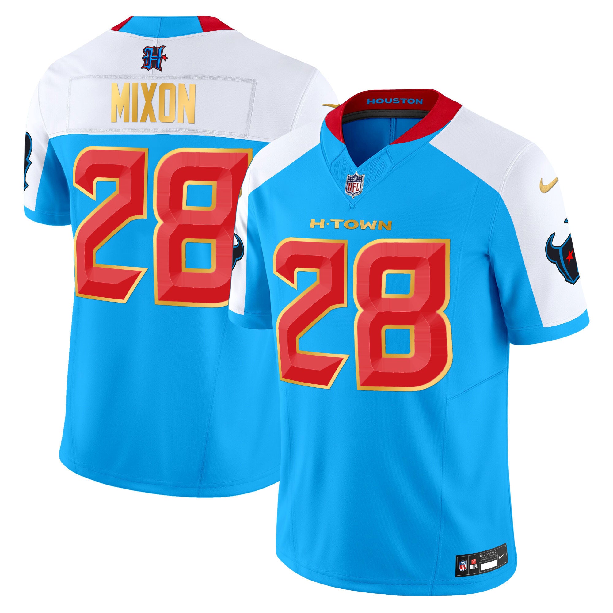 Men's Houston Texans 2024 Gold Trim Vapor Limited Jersey - All Stitched