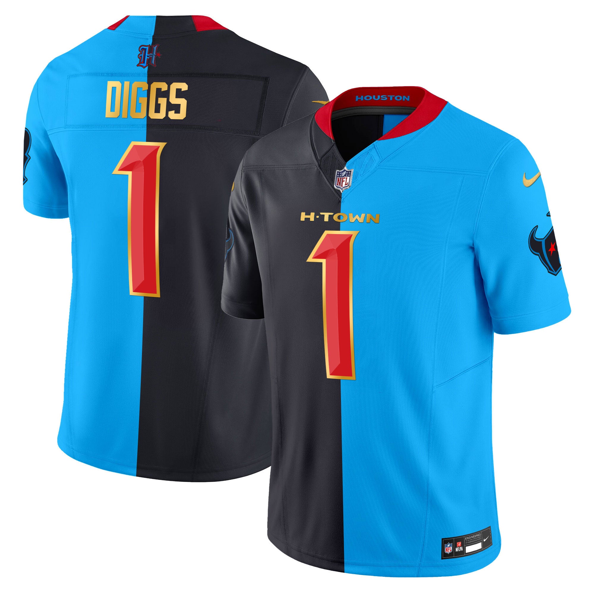 Men's Houston Texans 2024 Gold Trim Vapor Limited Jersey - All Stitched