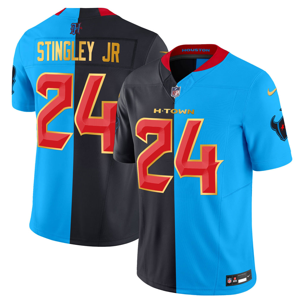 Men's Houston Texans 2024 Gold Trim Vapor Limited Jersey - All Stitched