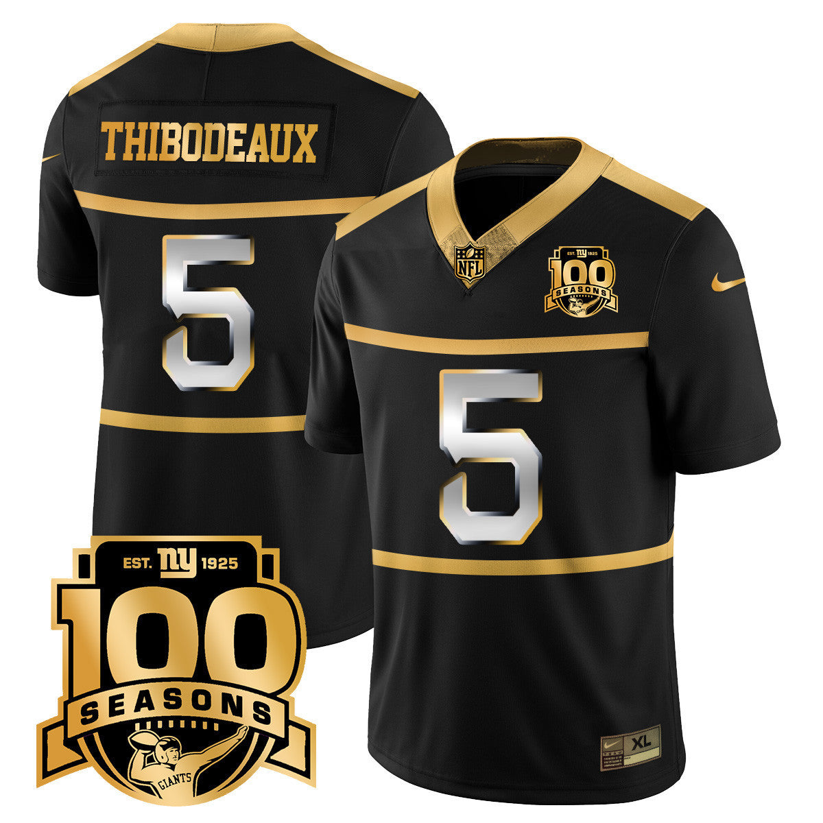 Men's New York Giants "Century Red' 100TH Season Commemorative Jersey TLA - All Stitched