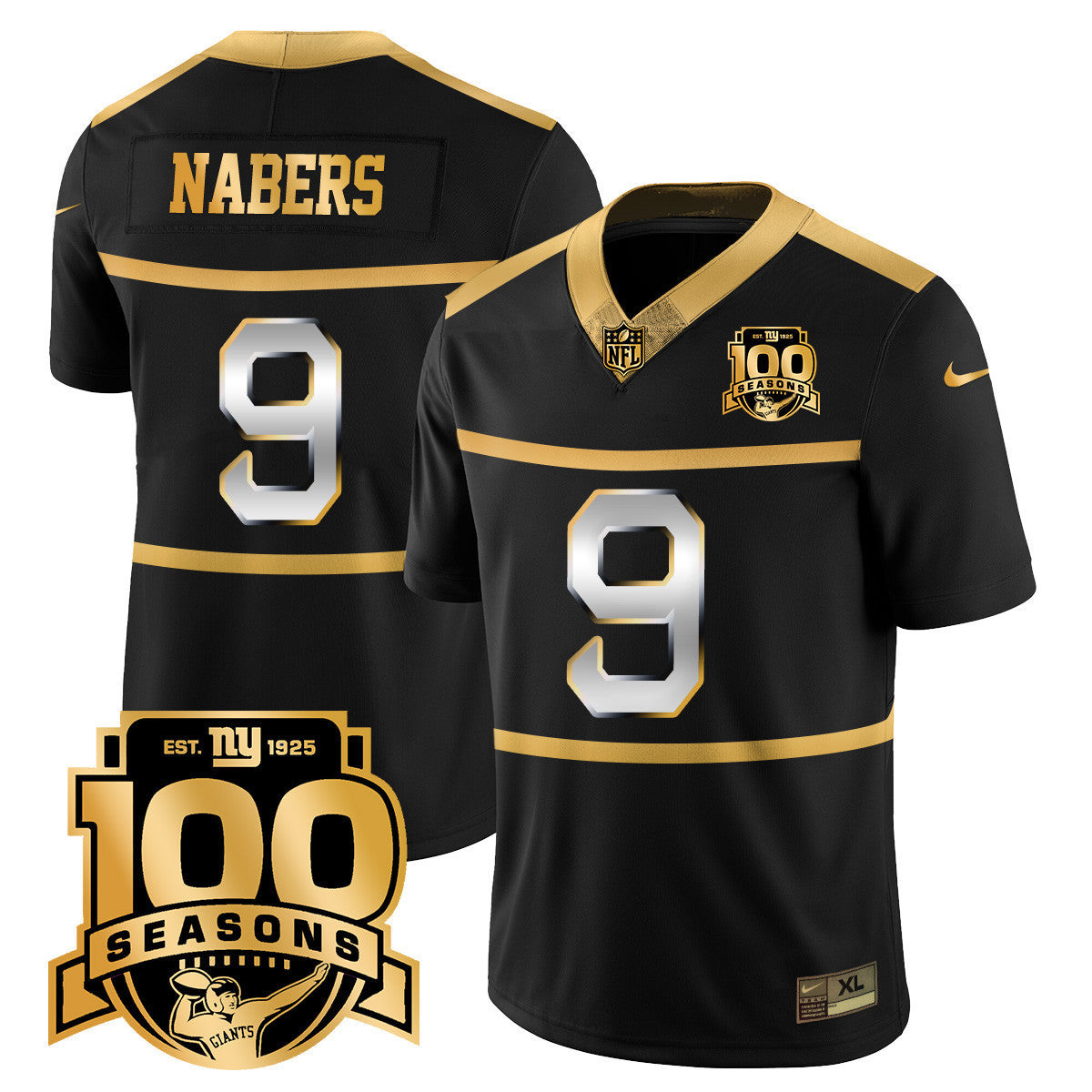 Men's New York Giants "Century Red' 100TH Season Commemorative Jersey TLA - All Stitched