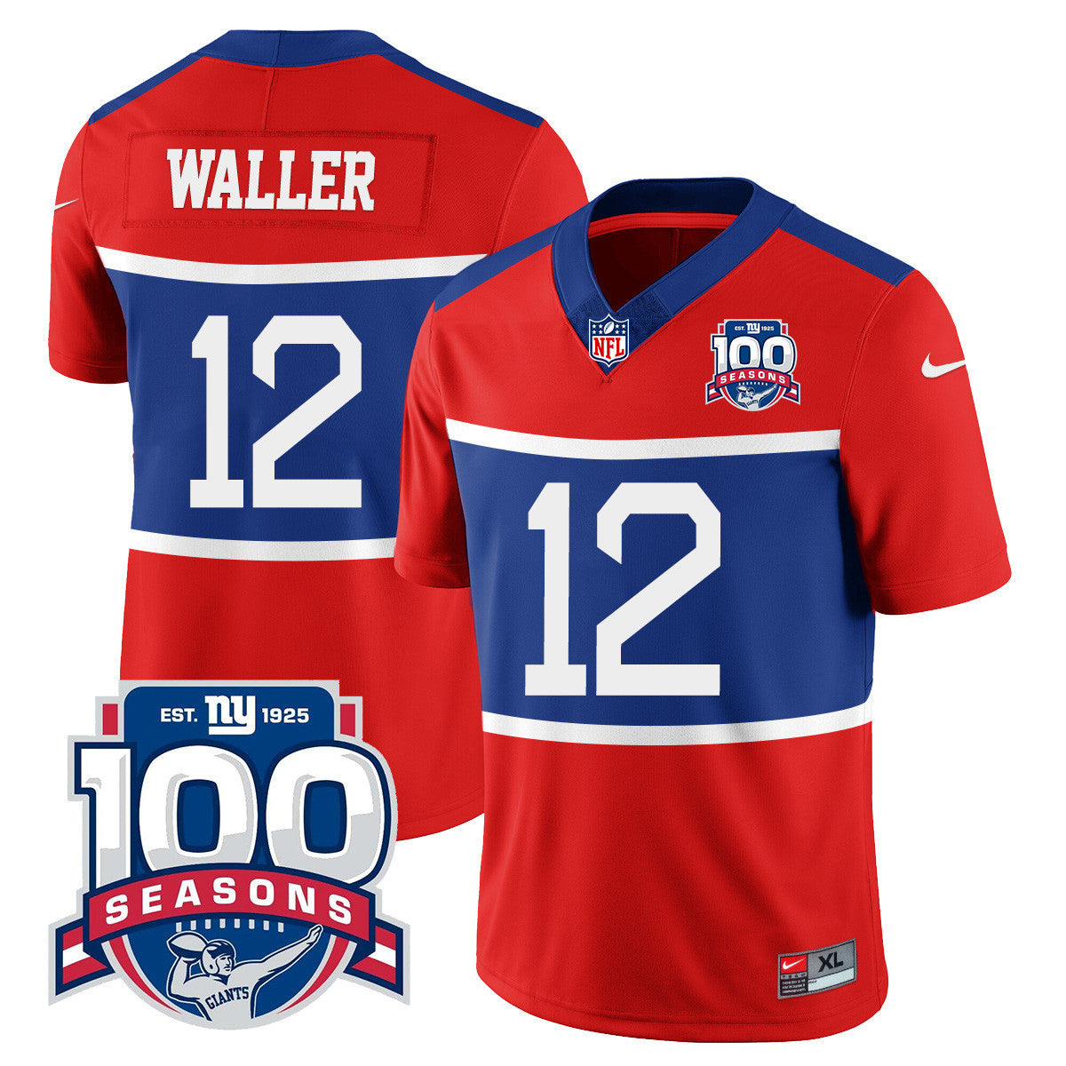 Men's New York Giants "Century Red' 100TH Season Commemorative Jersey TLA - All Stitched