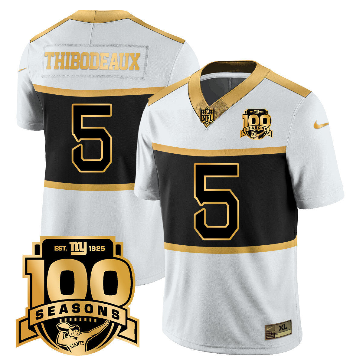 Men's New York Giants "Century Red' 100TH Season Commemorative Jersey TLA - All Stitched