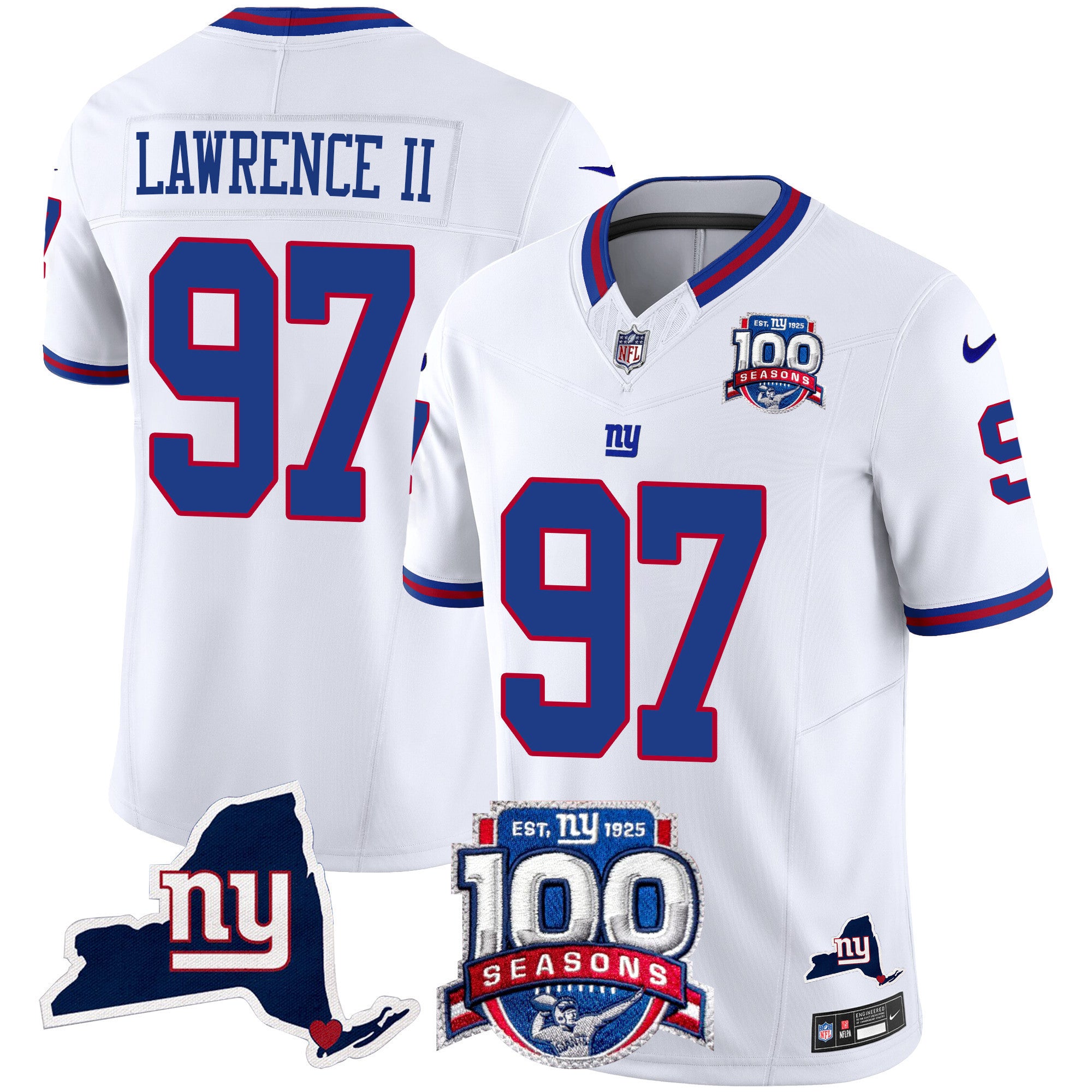 Women's New York Giants 100th Season & State Patch Vapor Limited Jersey - All Stitched