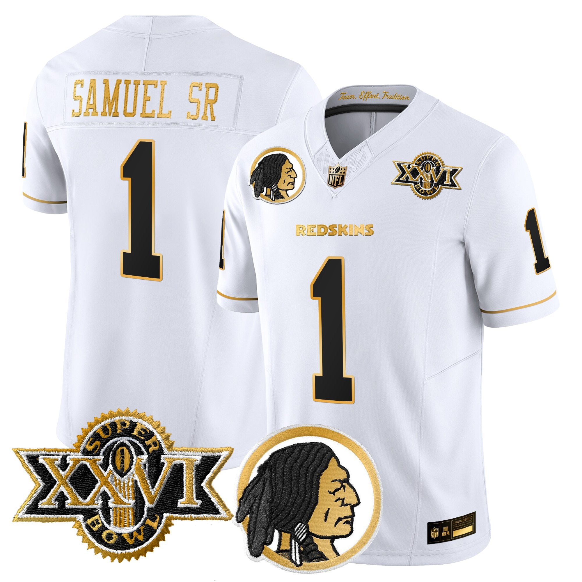 Men's Washington Redskins Throwback 1992 Super Bowl XXVI Patch Gold Vapor Limited Jersey - All Stitched