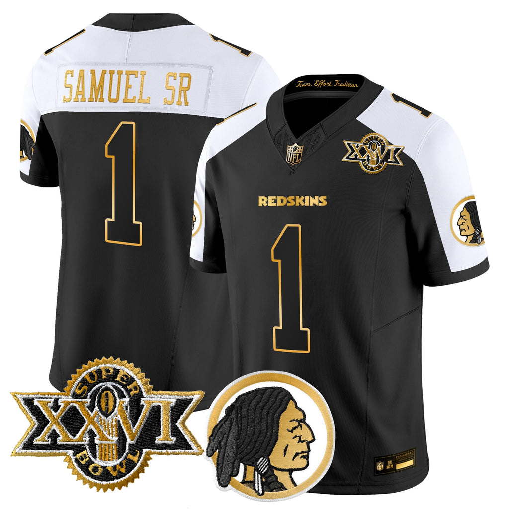 Men's Washington Redskins Throwback 1992 Super Bowl XXVI Patch Gold Vapor Limited Jersey - All Stitched