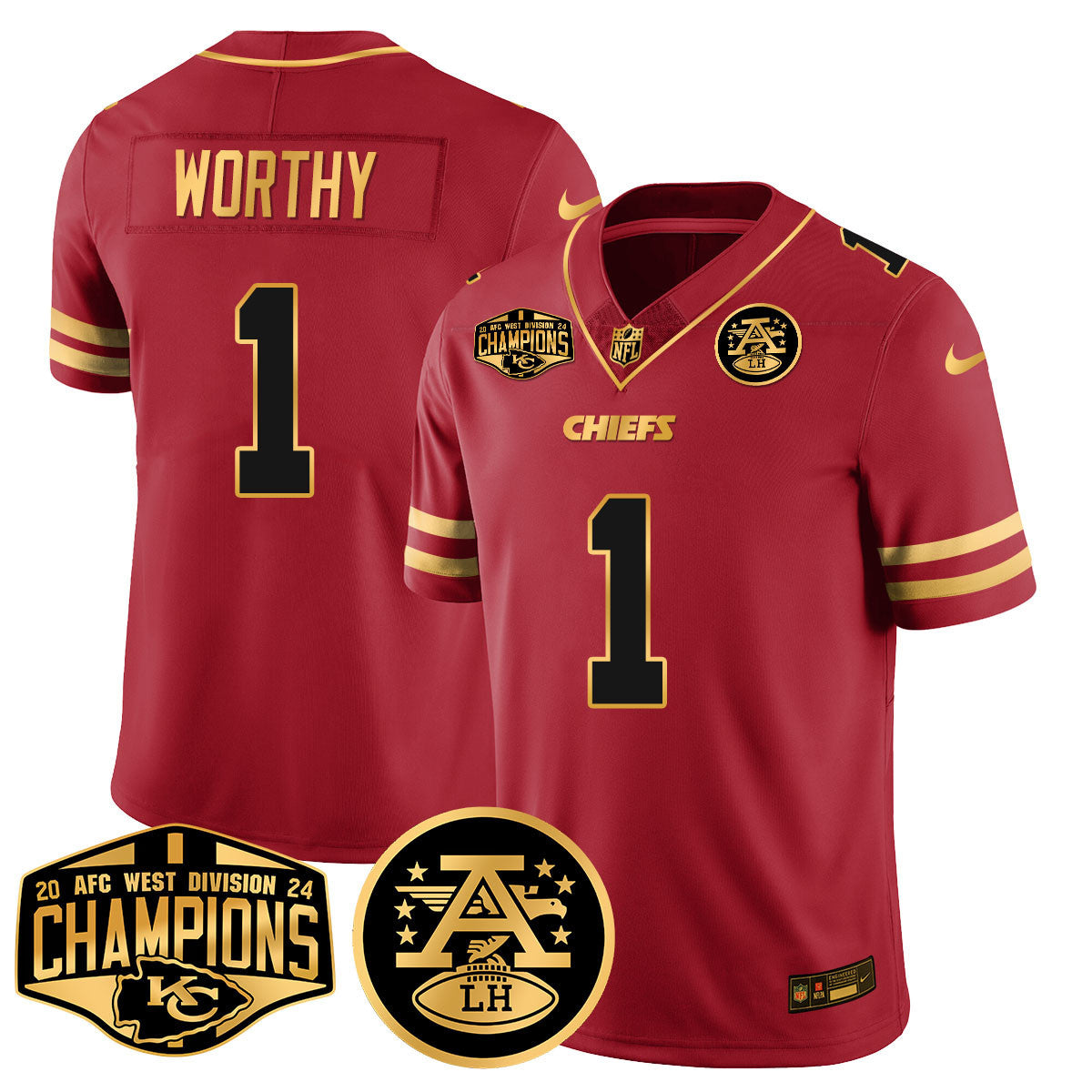Men's Chiefs 2024 AFC West Champs Jersey - All Stitched