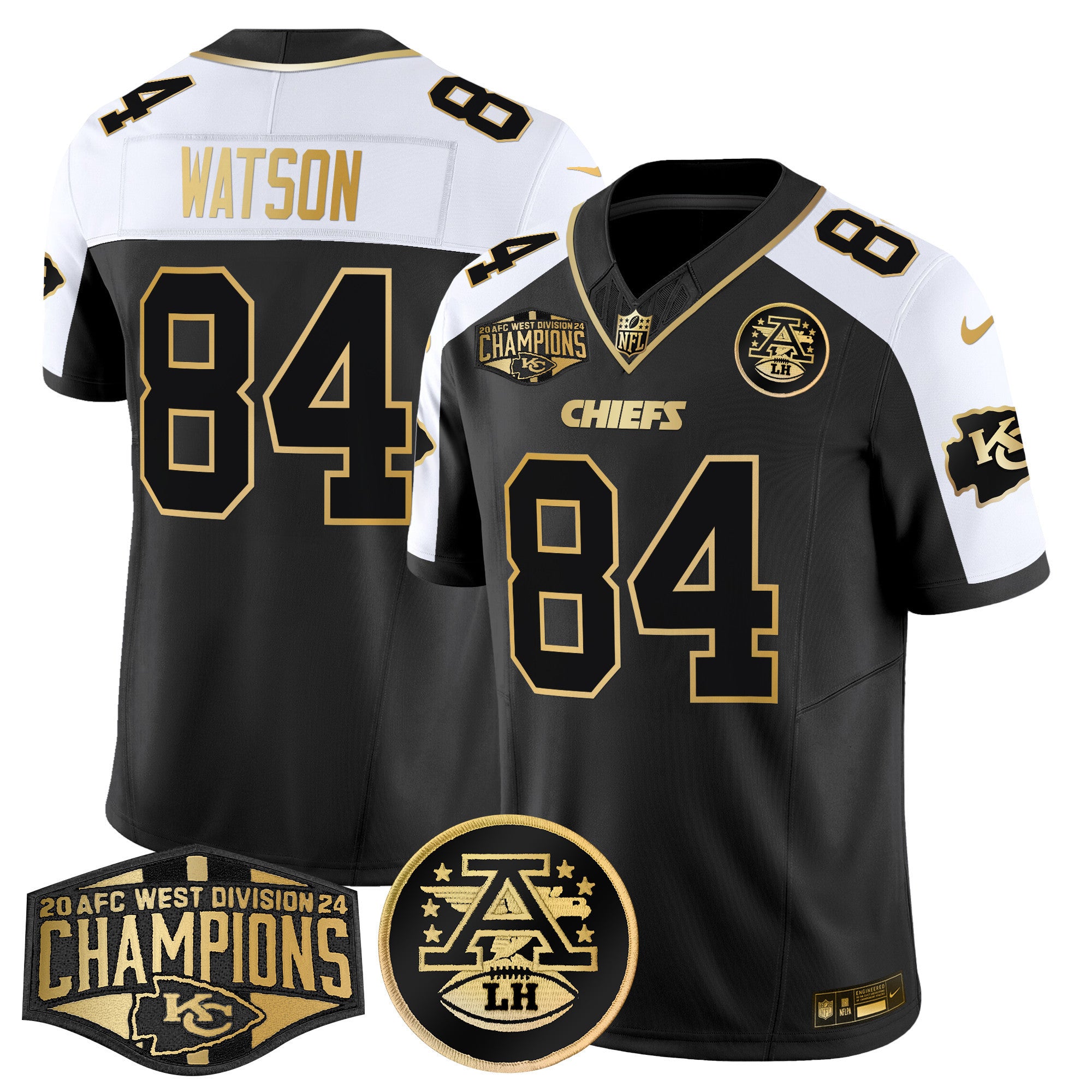 Men's Chiefs 2024 AFC West Division Champions Patch Gold Vapor Limited Jersey - All Stitched