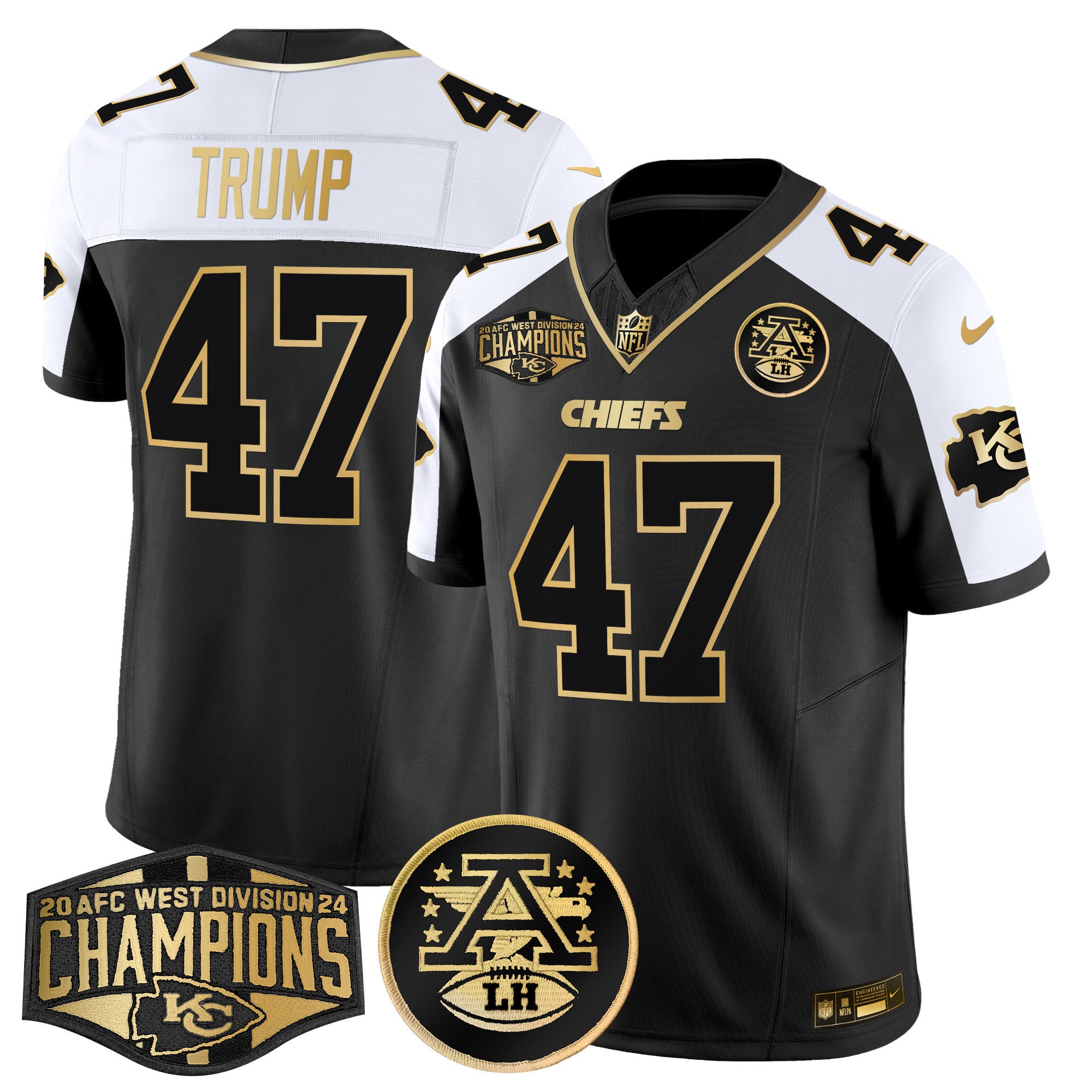Men's Chiefs 2024 AFC West Division Champions Patch Gold Vapor Limited Jersey - All Stitched
