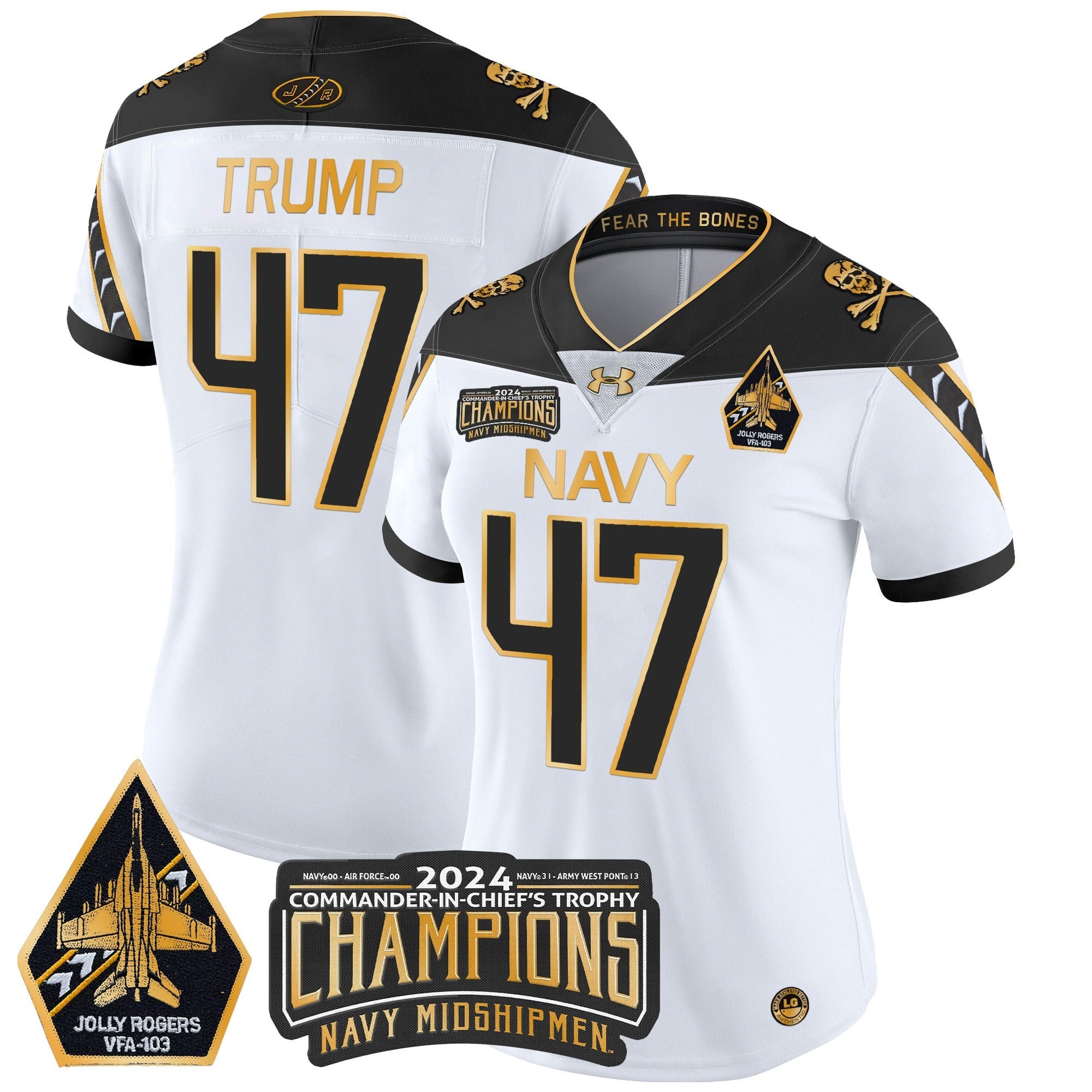 Women's Navy Midshipmen 2024 Commander-In-Chief's Trophy Champions Patch Gold Vapor Limited Jersey - All Stitched