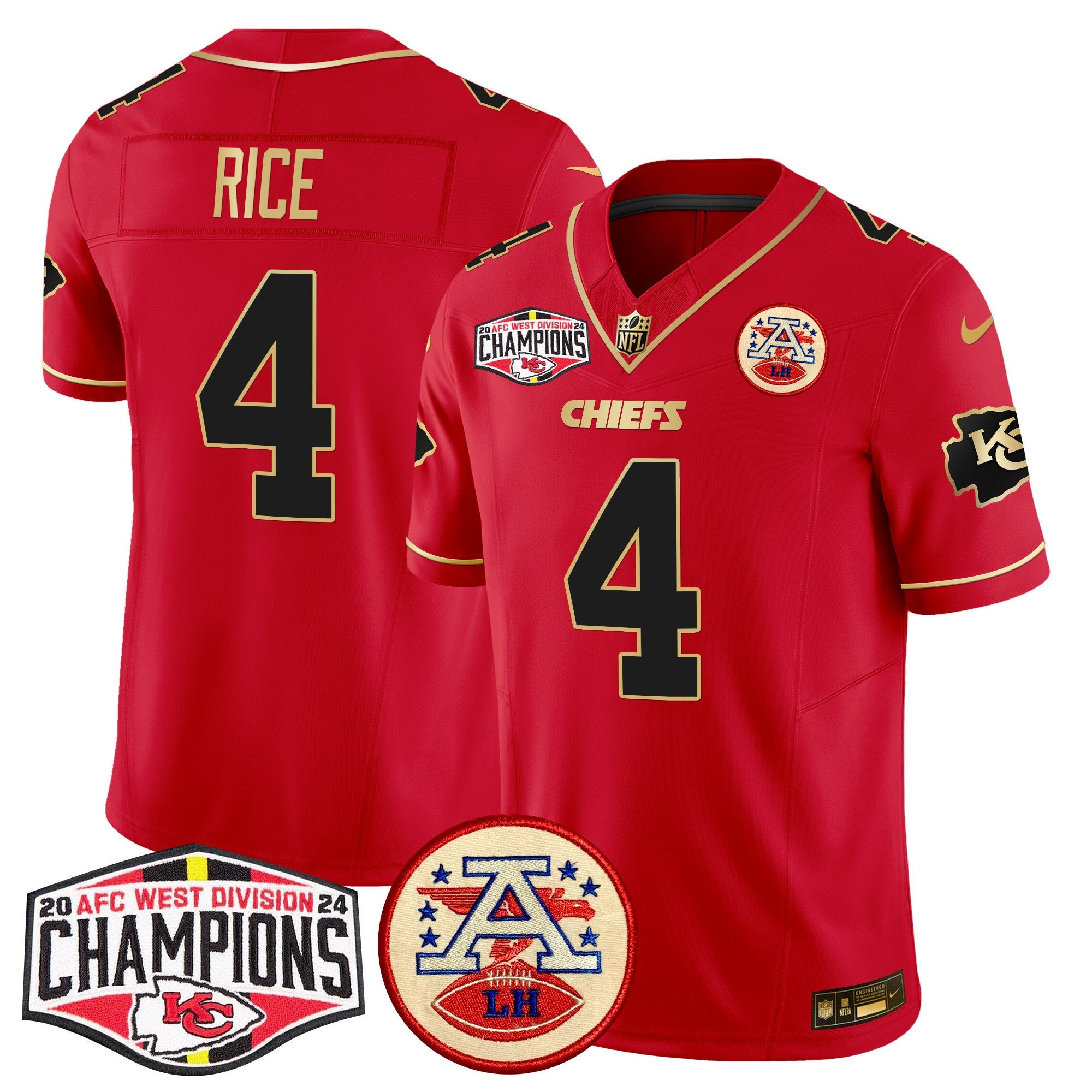 Men's Chiefs 2024 AFC West Division Champions Patch Vapor Limited Jersey - All Stitched